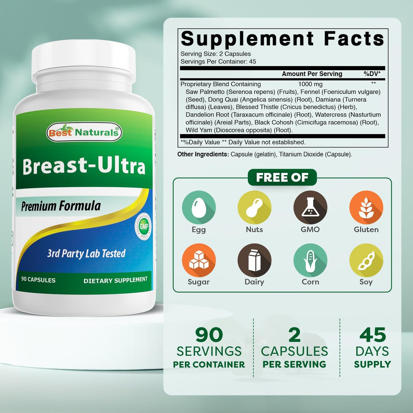 Best Naturals Breast-Ultra Breast Enlargement Pills 180 Capsules