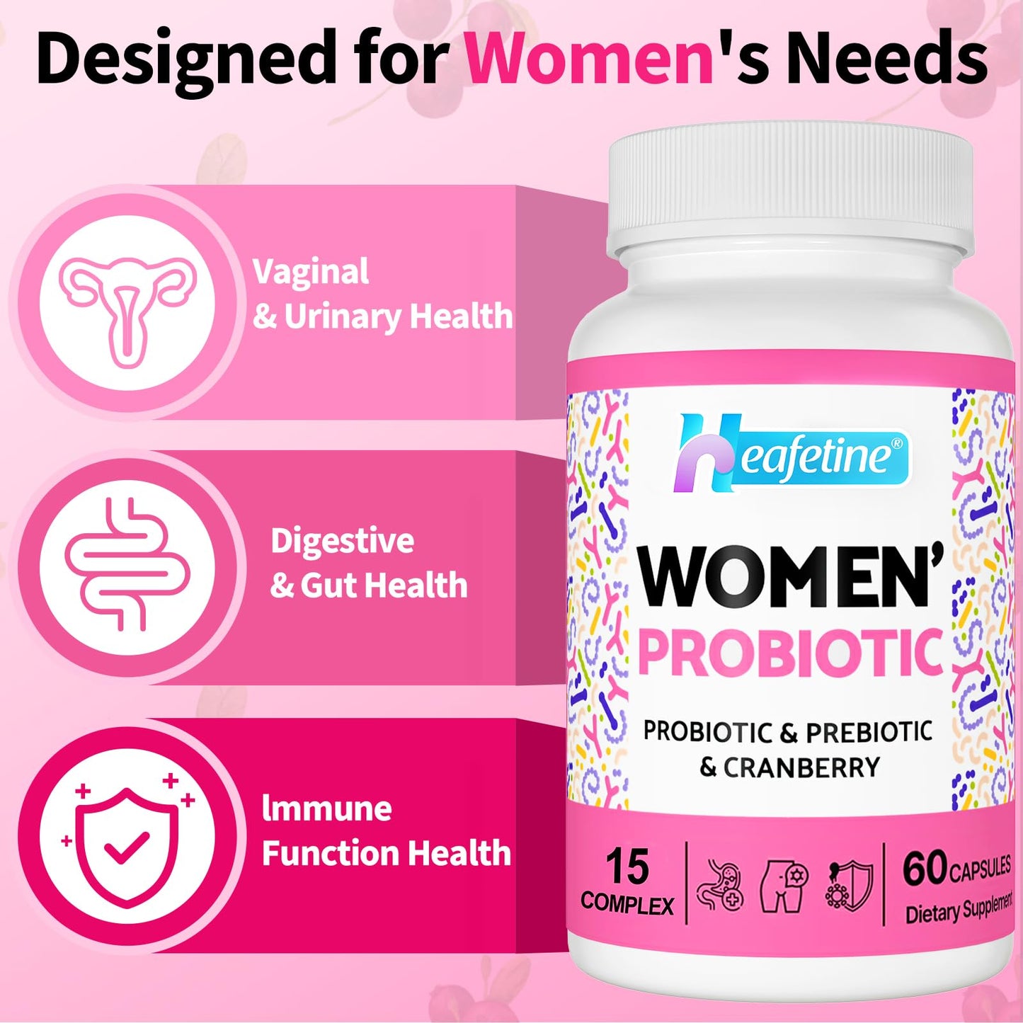 Heafetine Vaginal Probiotics for Women Capsule, 60 Count