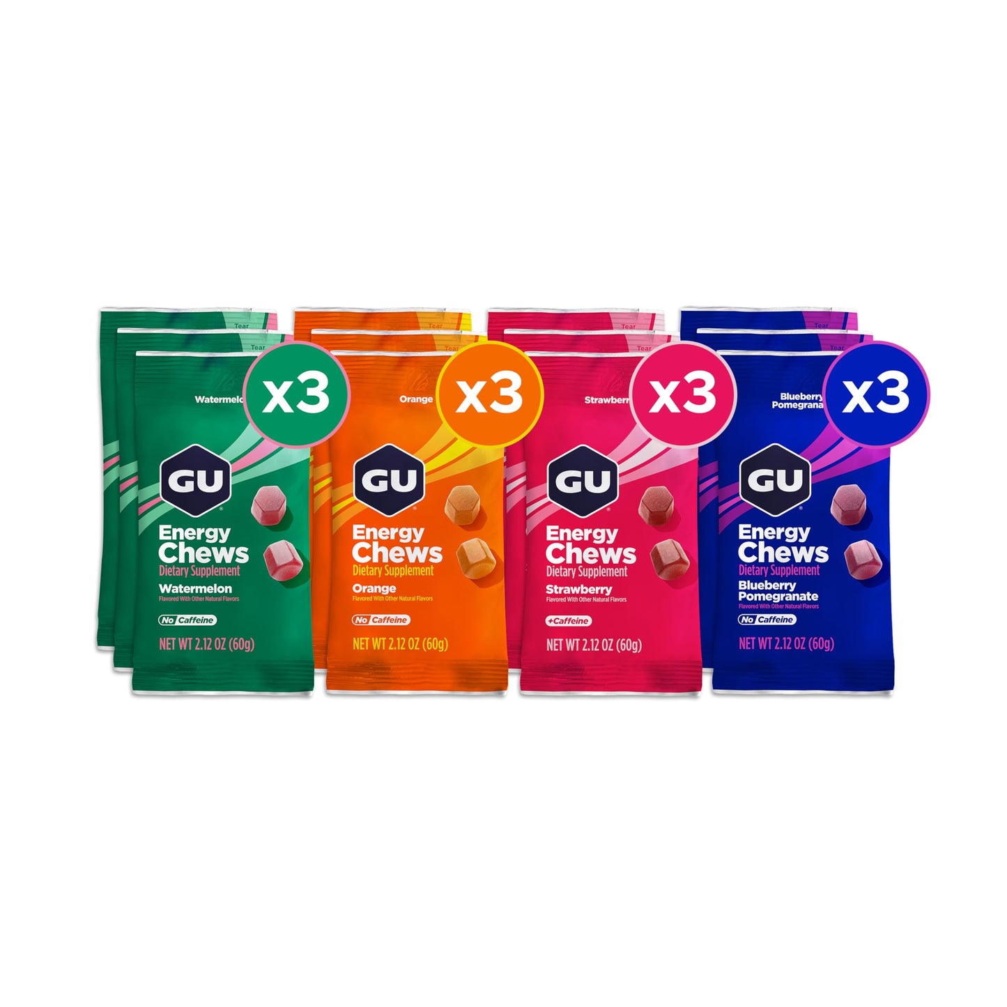 GU Energy Chews Gummy, 12 Bags
