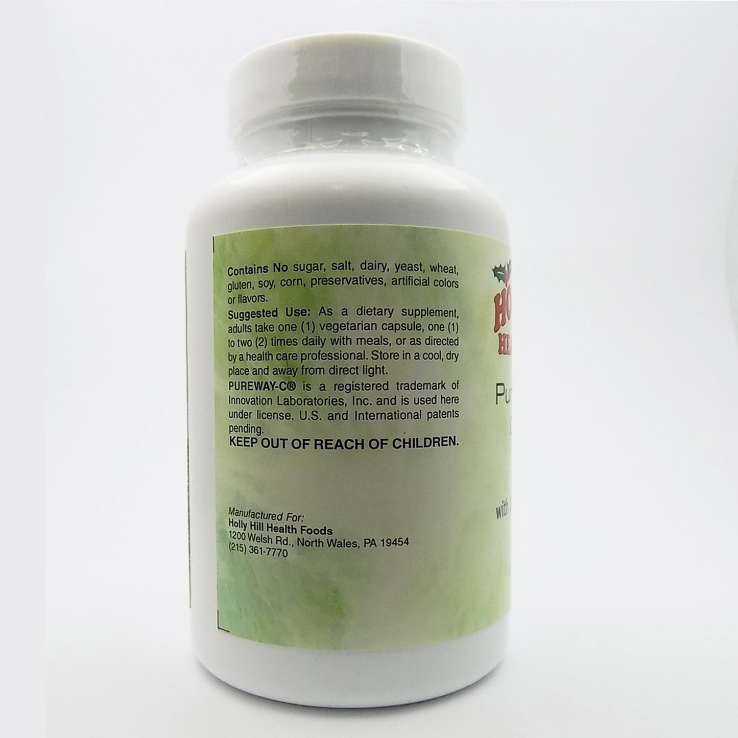 Holly Hill Health Foods PureWay-C 500 mg with 100 mg Bioflavonoids, Buffered Capsules, 120 Count