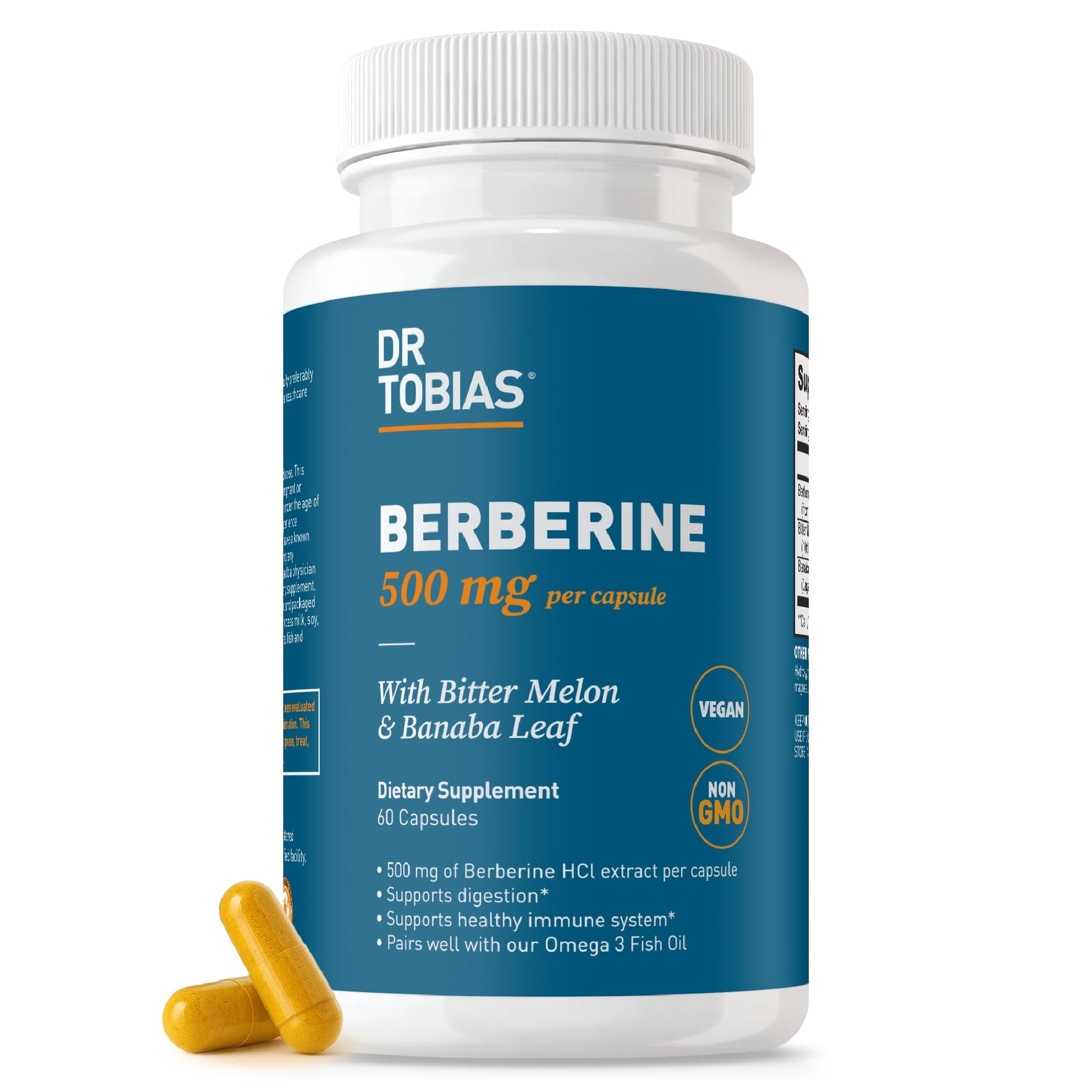 Dr. Tobias Berberine 500 mg with Bitter Melon & Banaba, 60 Capsules