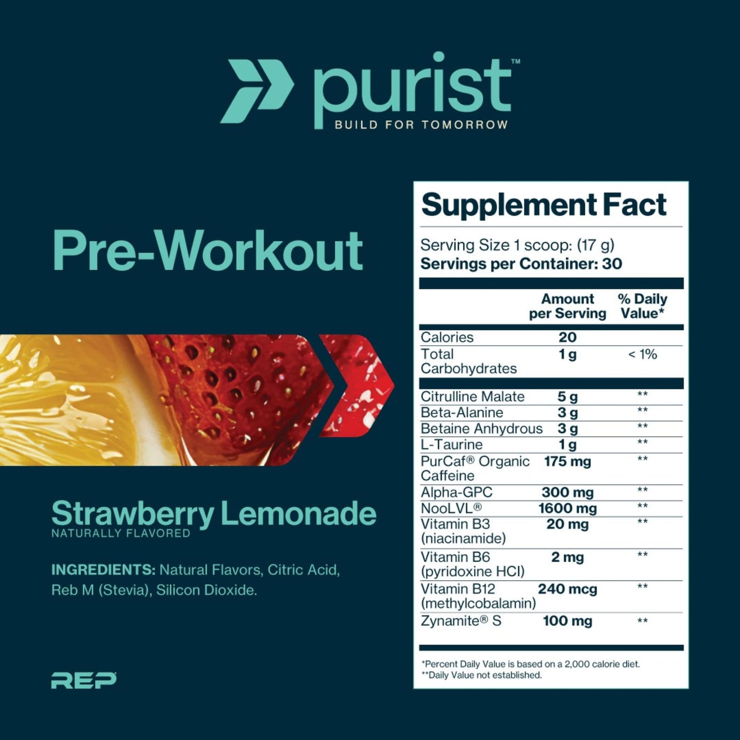 PURIST Pre-Workout Powder, 17 Servings