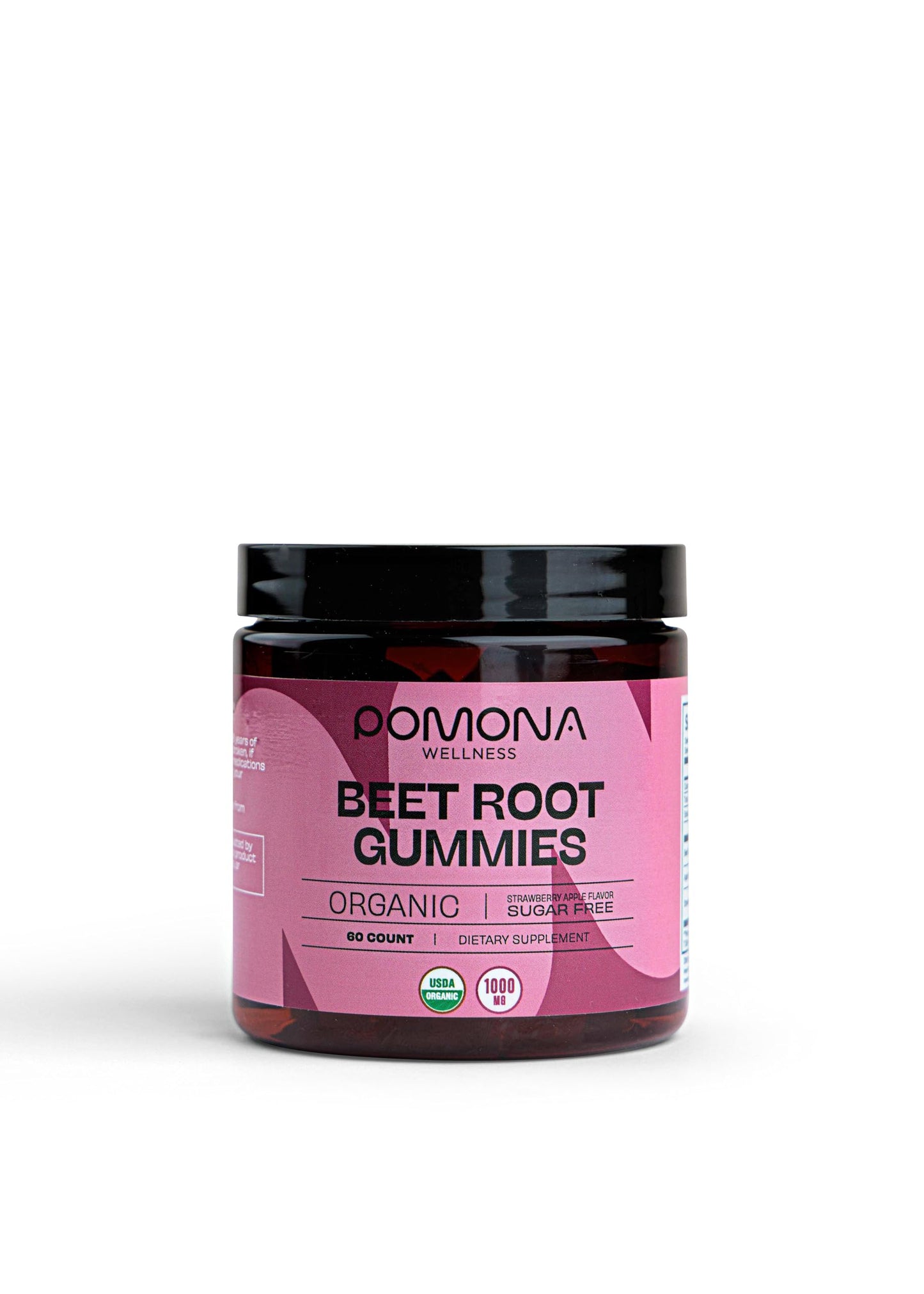 Pomona Wellness Beetroot Powder Gummies 1000mg, Sugar Free Nitric Oxide Supplement, Natural Strawberry and Apple Flavor, Vegan, 60 Count