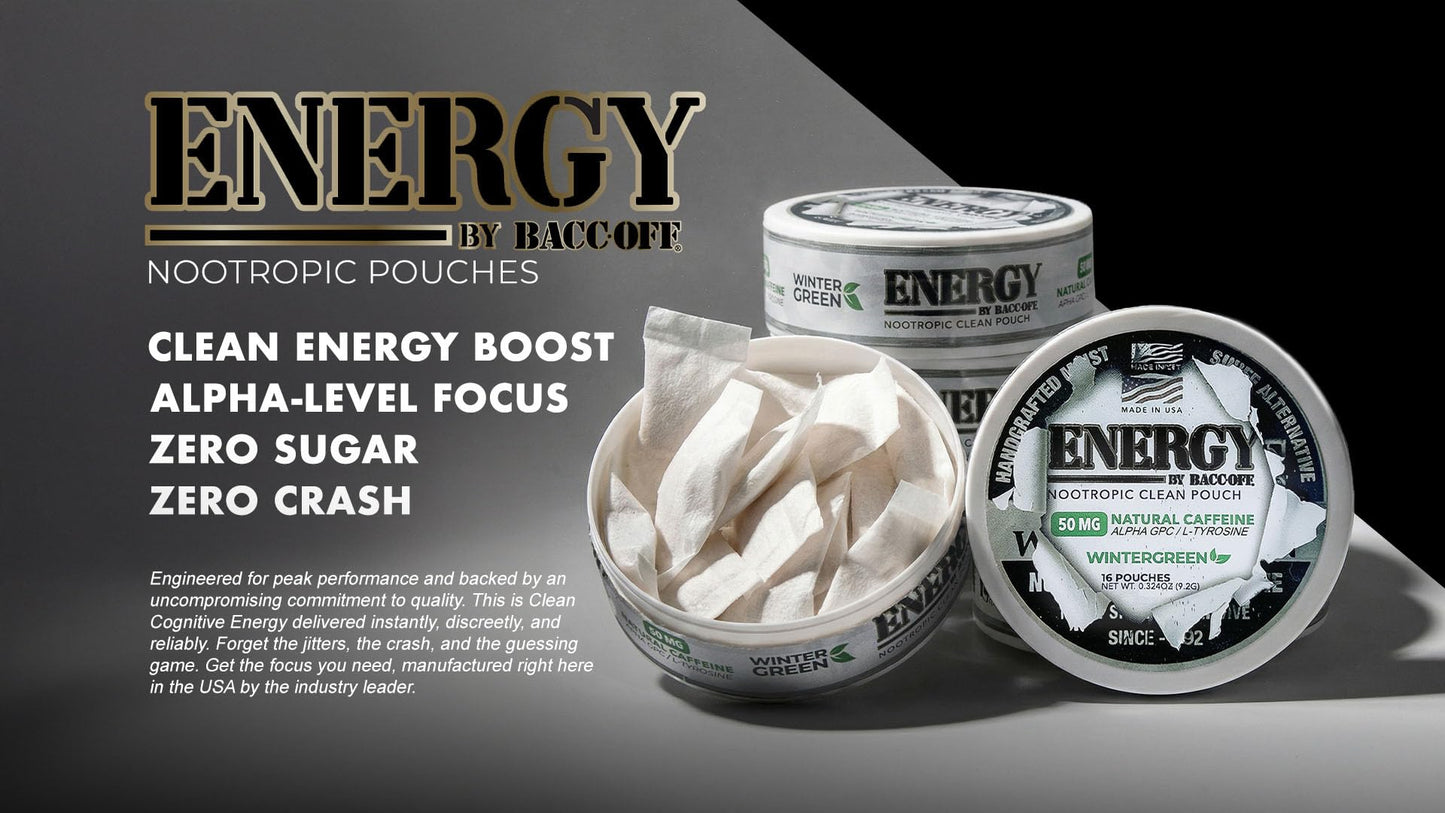BACC OFF Energy Wintergreen Nootropic Capsules, 80 Count