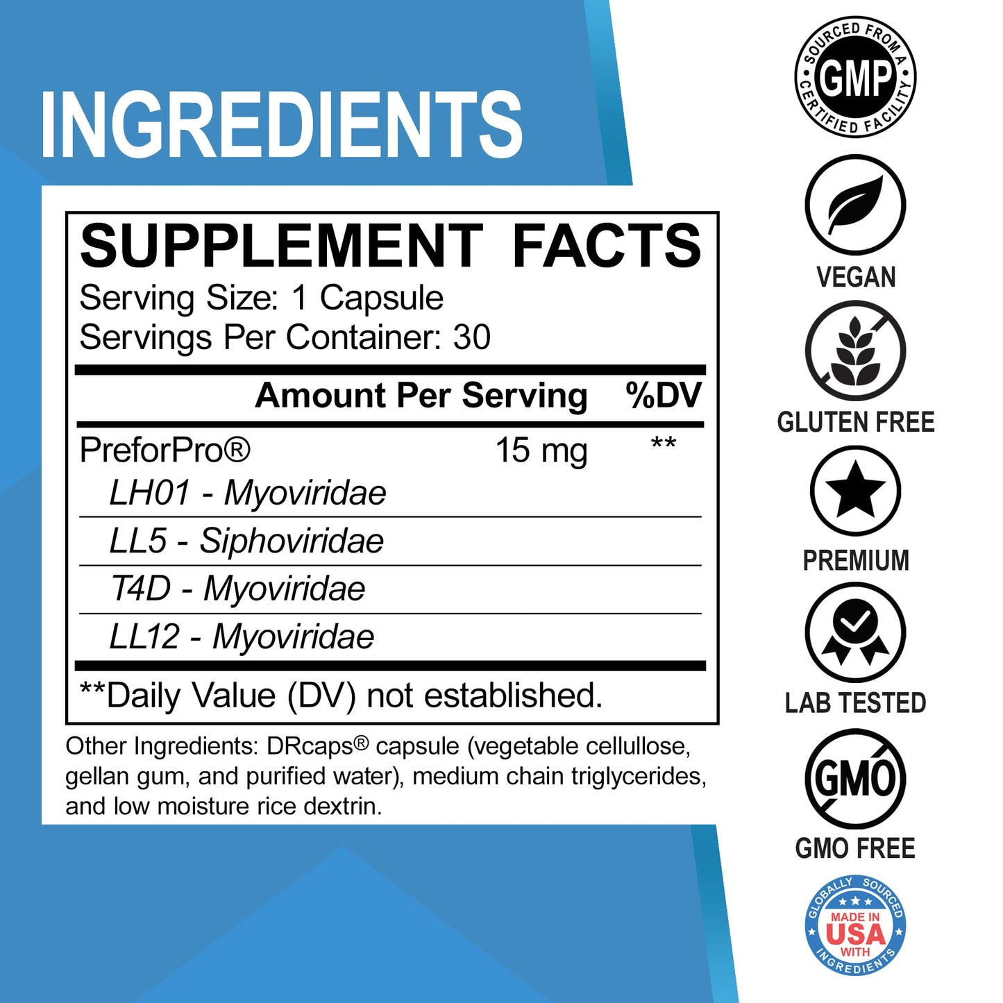 DR. BO Prebiotics Digestive Gut Support Capsules, 30 Capsules