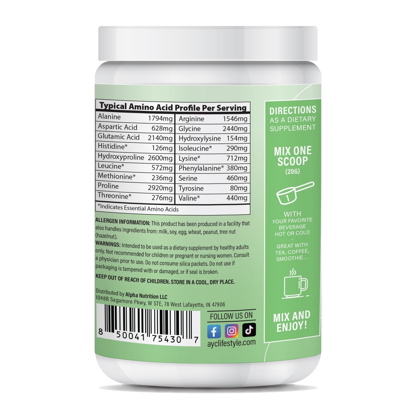 ABOUT YOUR COLLAGEN Peptides Powder Type 1 & 3 – Unflavored, Quick Dissolve, No Odor – Supports Hair, Skin, Nails & Joint Health, 12.7 oz
