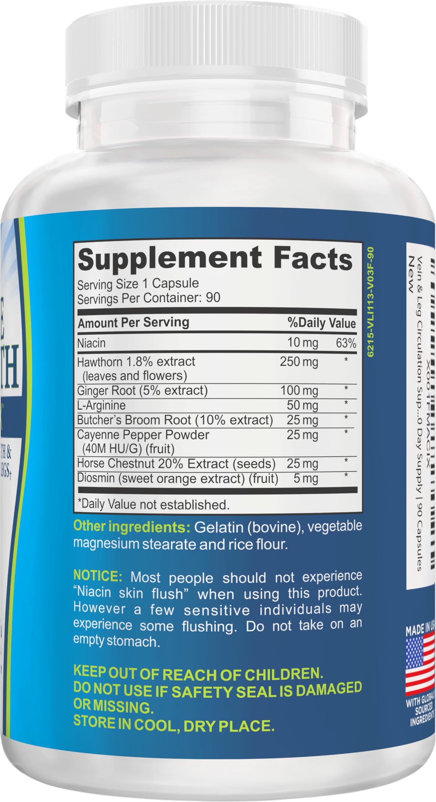 Elevate Recovery Supplements Leg + Vein Circulation Supplement 8-in-1 Formula Capsule, 90 Capsules
