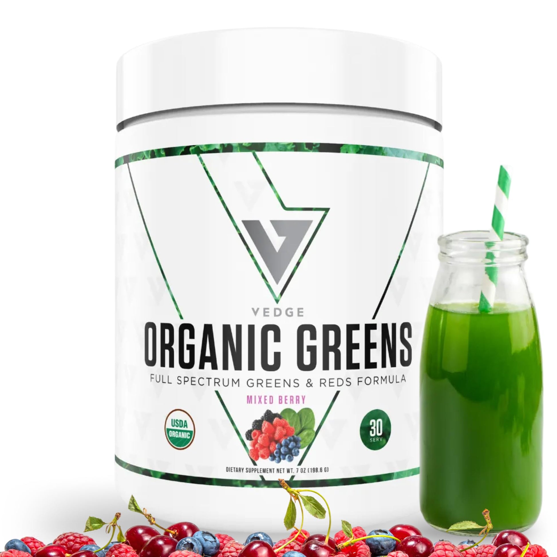 VEDGE Greens Powder, Super Greens Powder, Mixed Berry, 7 Ounces