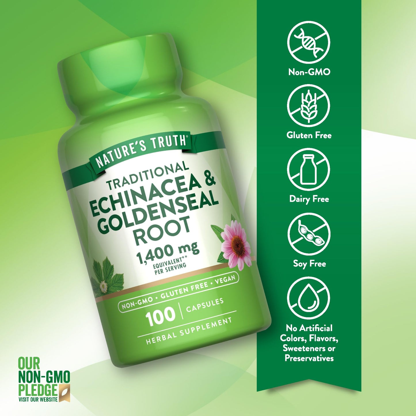 Nature's Truth Echinacea Goldenseal Capsules 100