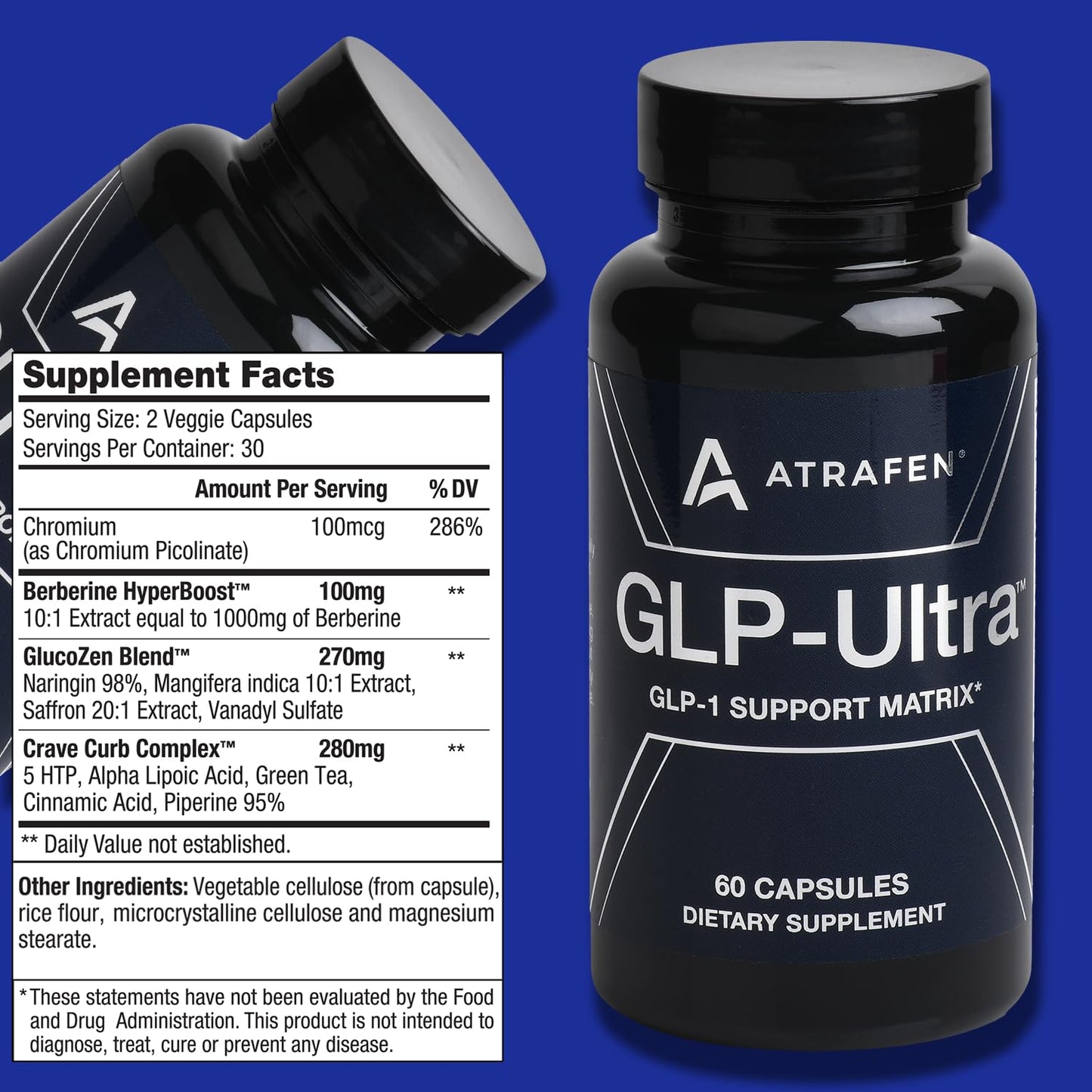 Atrafen GLP Ultra GLP-1 Appetite Suppressant Diet Weight Loss Pills Capsule, 60 Count