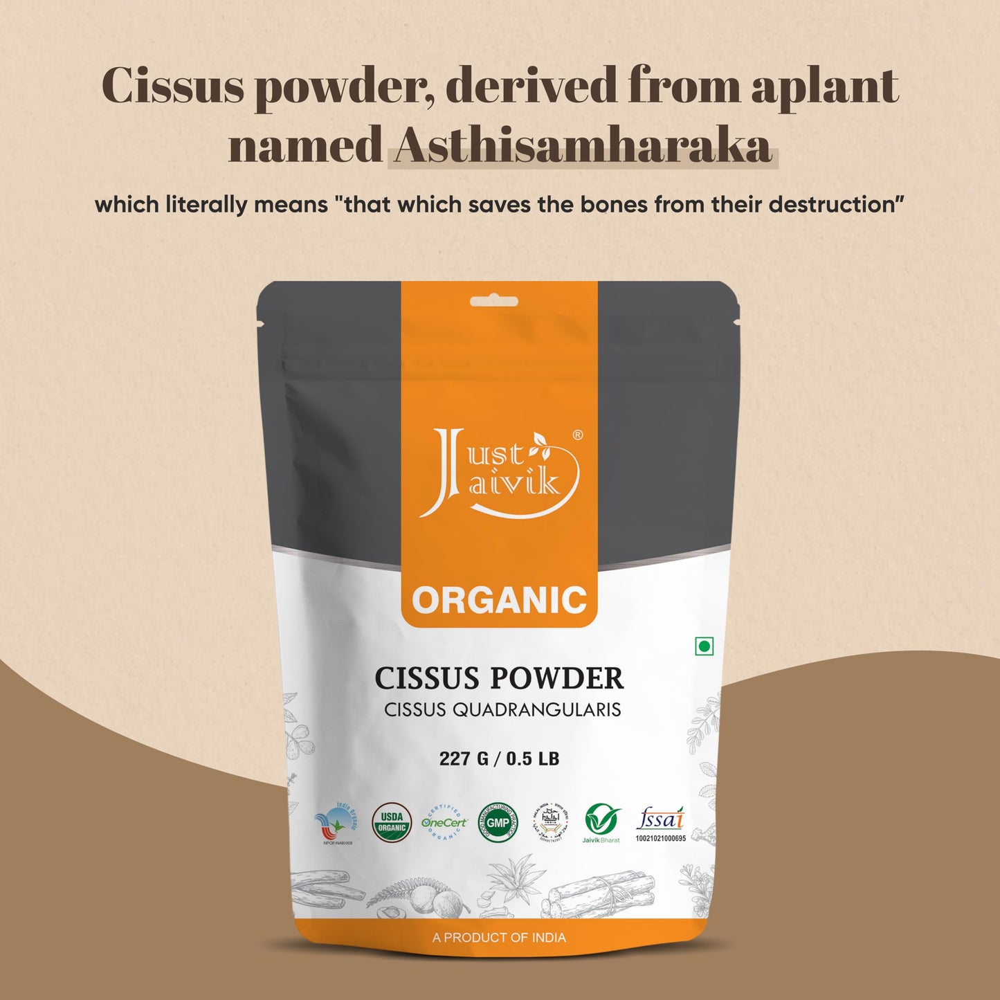 Just Jaivik Cissus Quadrangularis Powder 8 Ounce