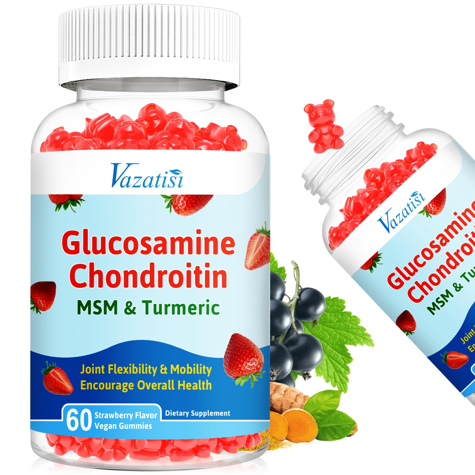 Vazatisi Glucosamine Chondroitin Gummies with MSM, Turmeric & Boswellia 120 Gummies