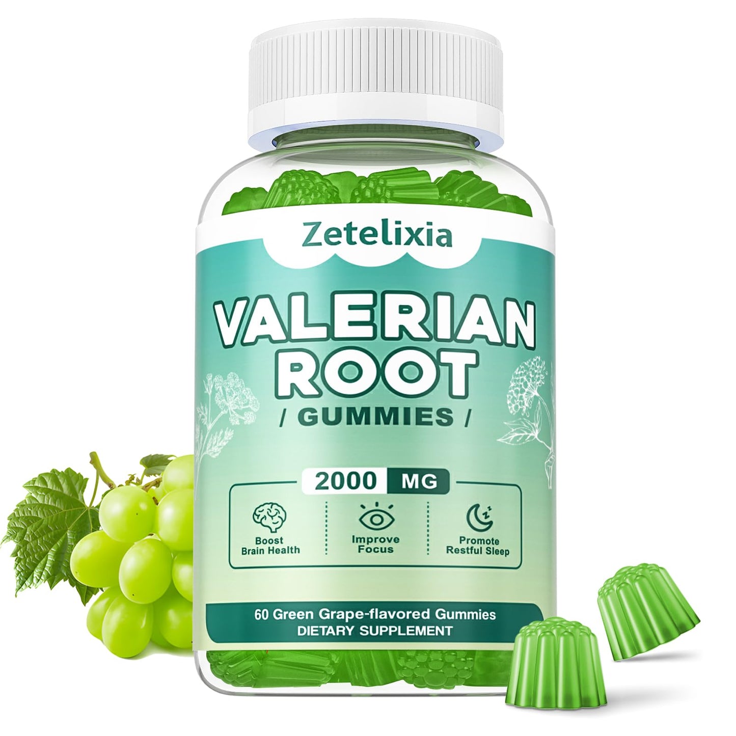 Zetelixia Organic Valerian Root Gummies, Gummies, 60 Count
