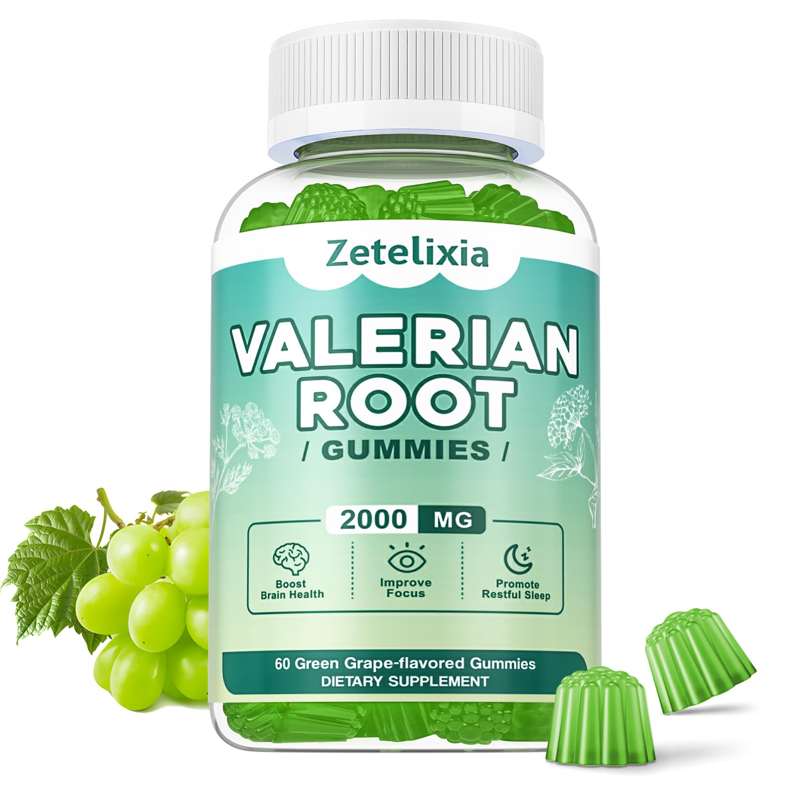 Zetelixia Organic Valerian Root Gummies, Gummies, 60 Count