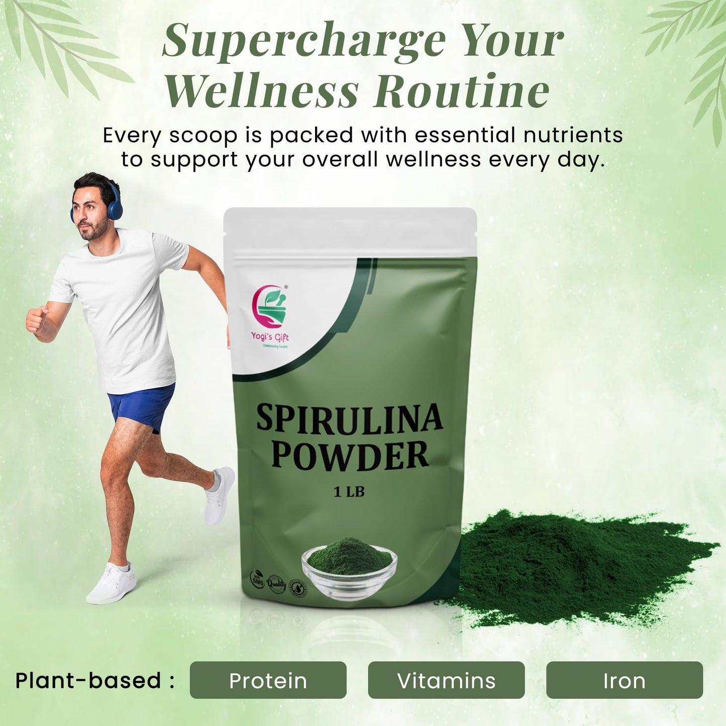 YOGI’S GIFT – Celebrating health Spirulina Powder 16 Ounce