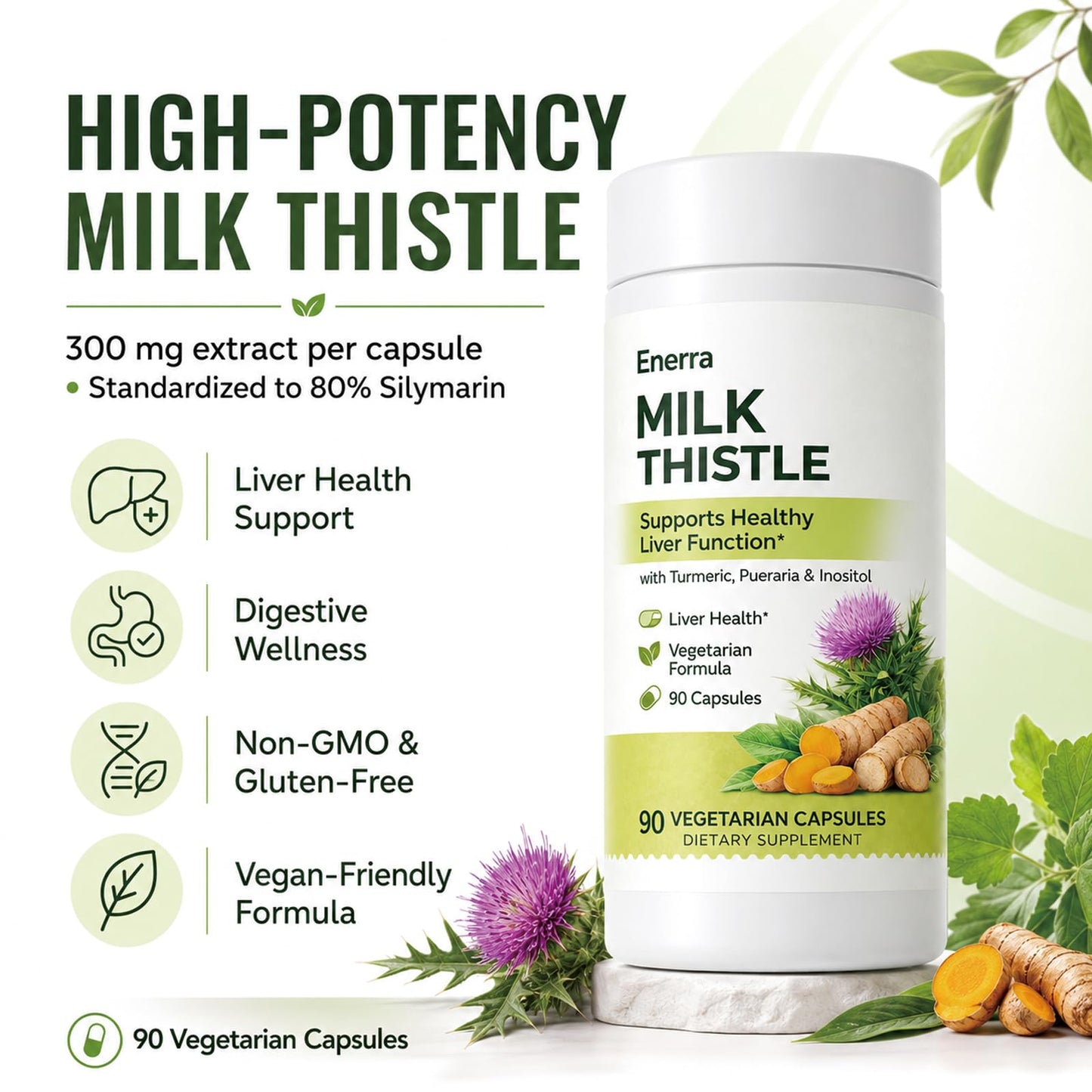 Organtics Enerra Milk Thistle Capsule, 90 Count