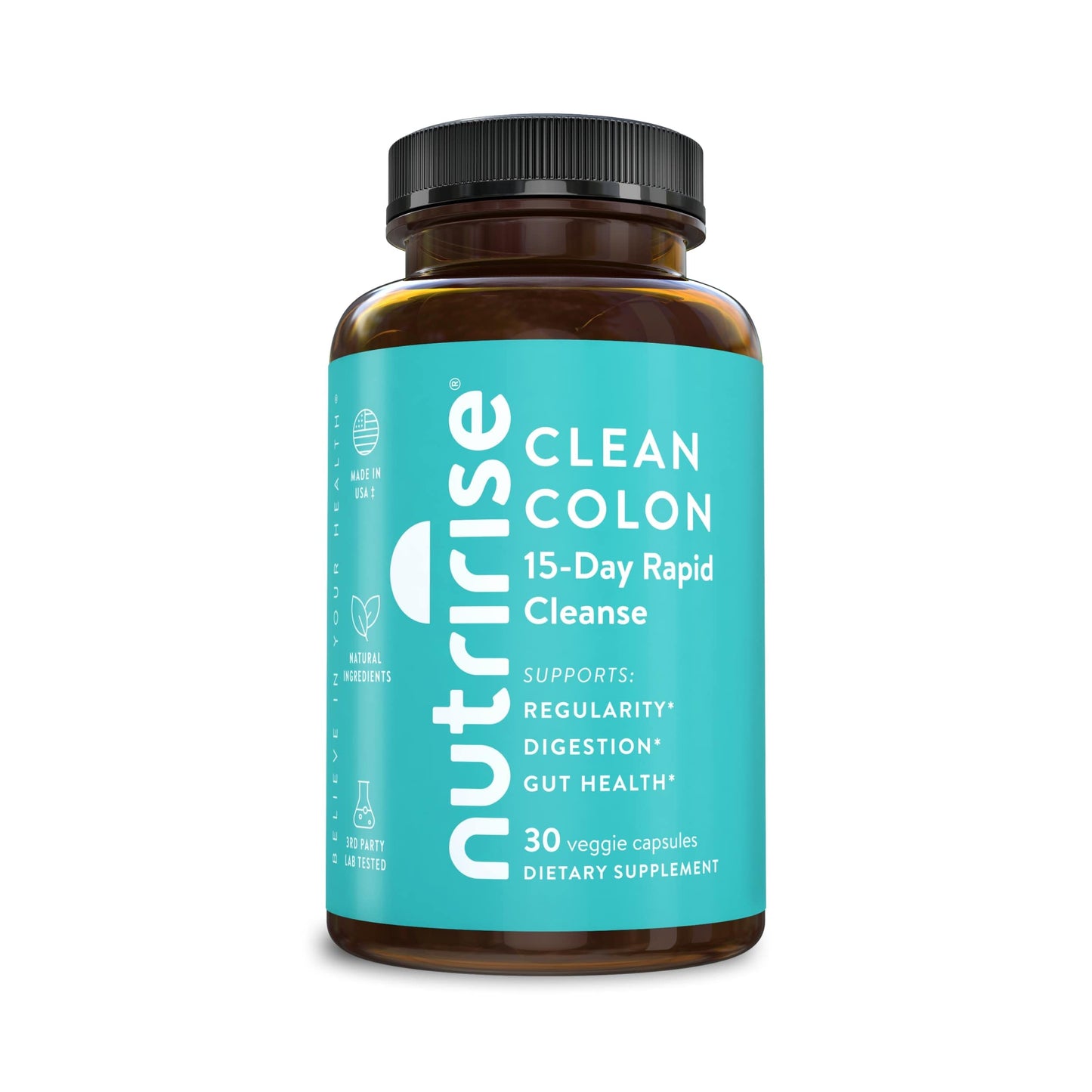 NutriRise 15 Day Quick Colon Cleanse for Gut Health Capsules, 30 Capsules