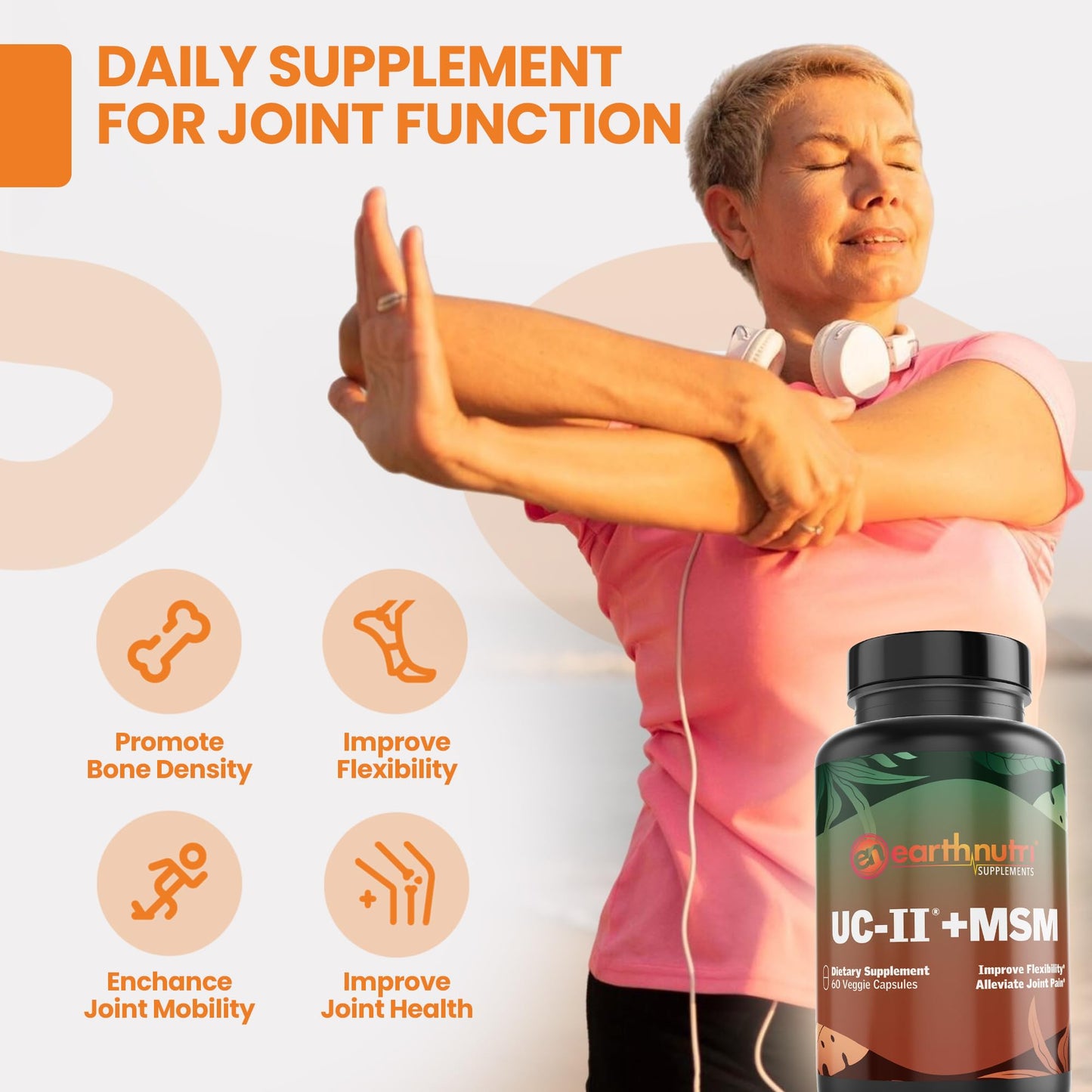 EarthNutri UC-II Collagen & MSM Joint Health Capsules, 60 Count