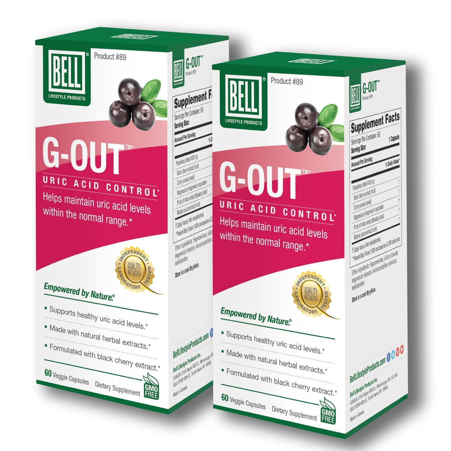 Bell G-Out Uric Acid Cleanse Capsules, 120 Count