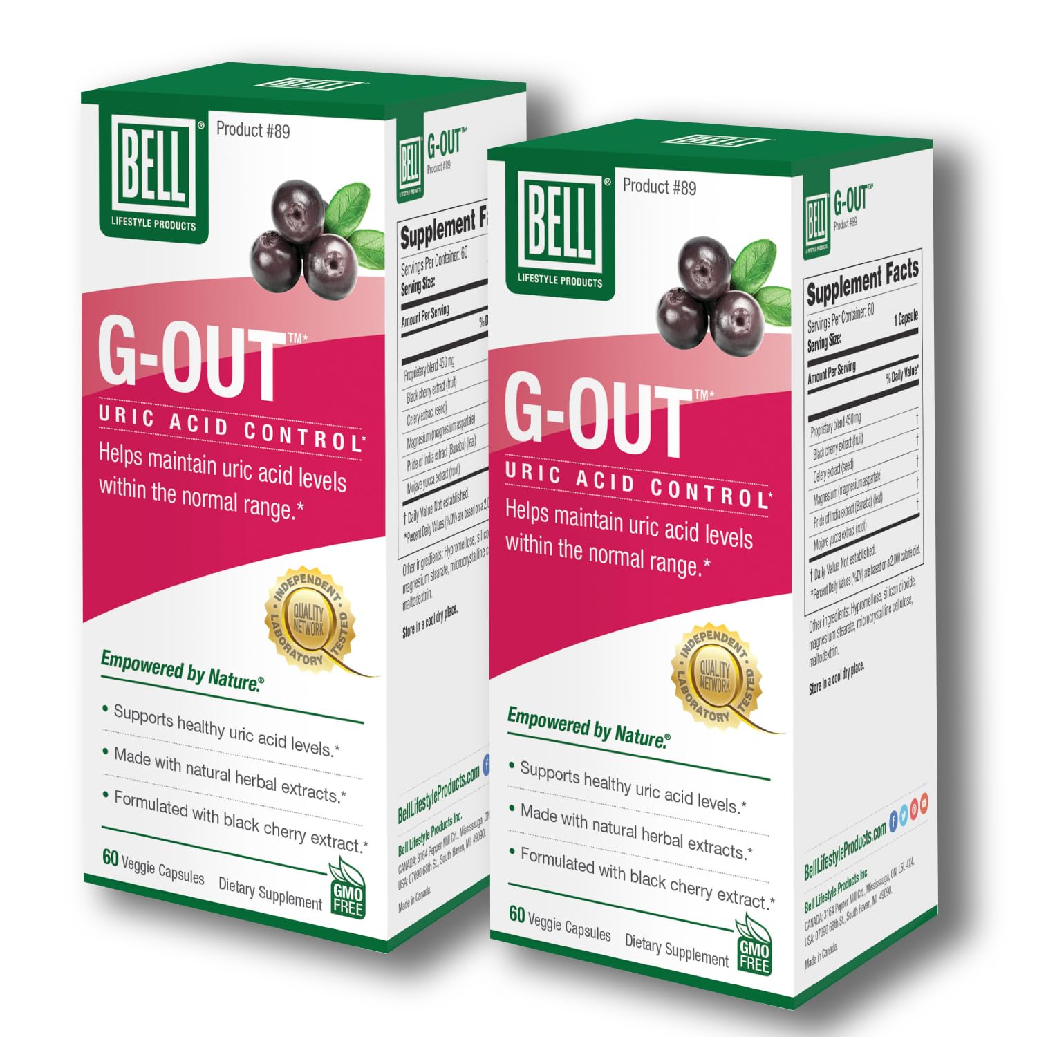 Bell G-Out Uric Acid Cleanse Capsules, 120 Count