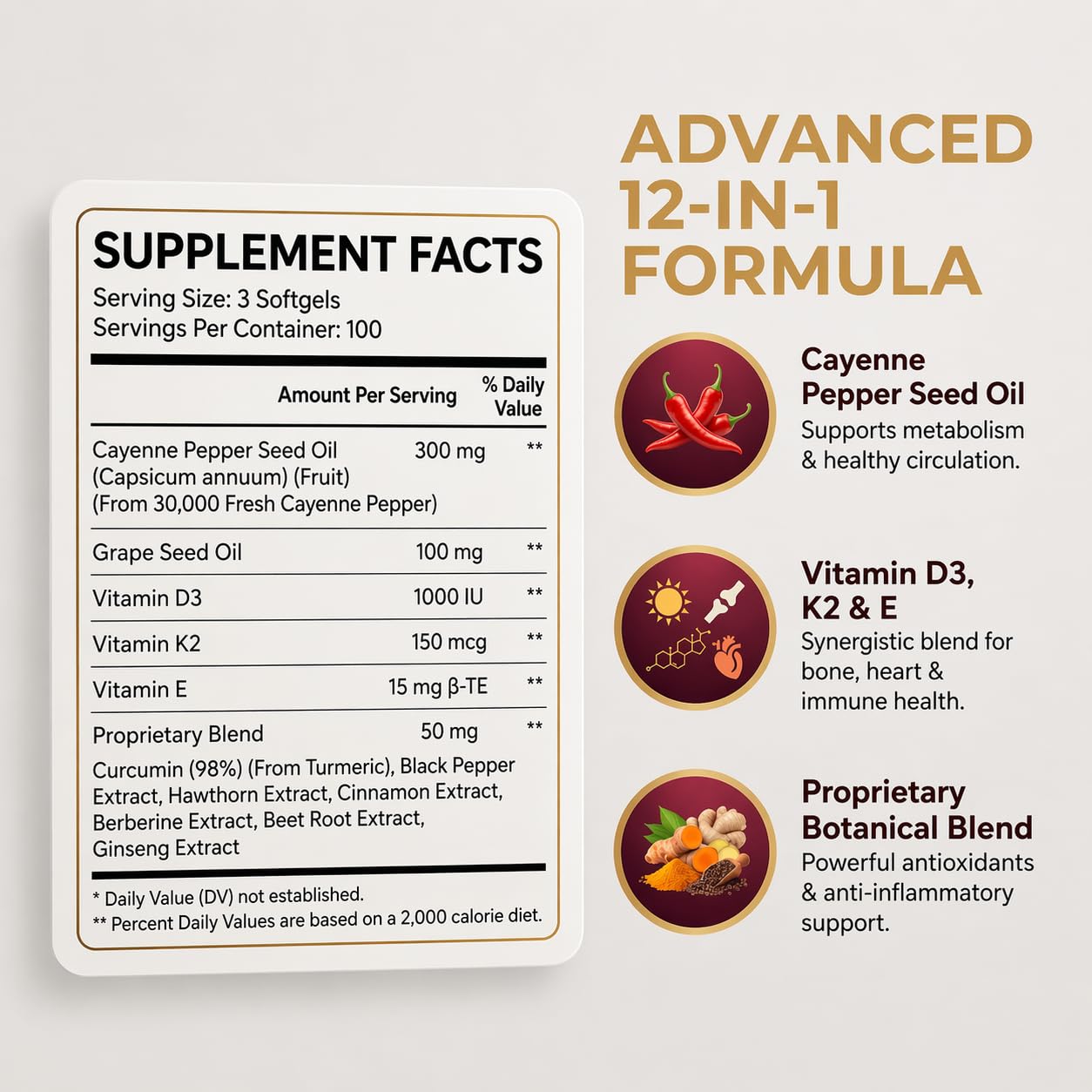 Thicair Capsaicin Power Cayenne Pepper Softgel, 300 Capsules