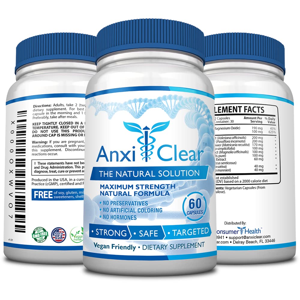 AnxiClear 5-HTP & L-Theanine Capsules, 180 Count