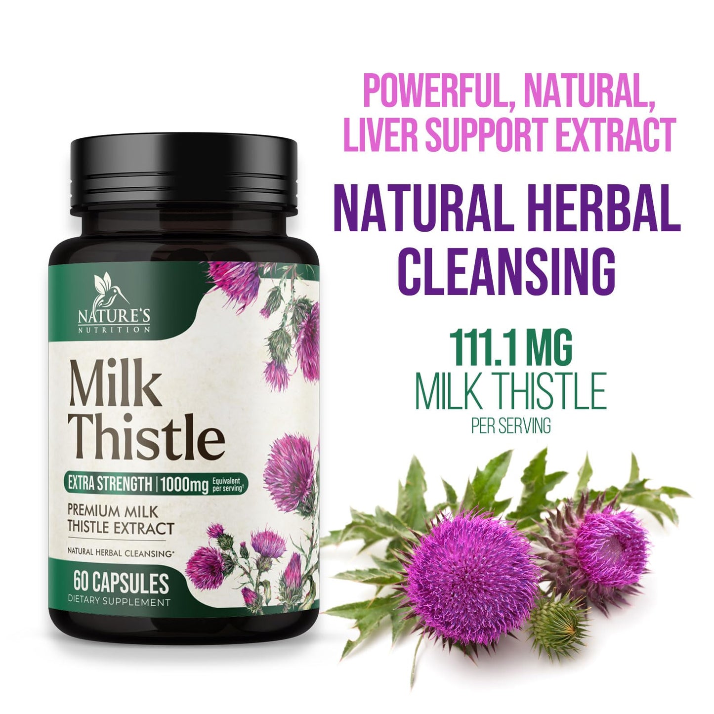 Nature's Nutrition Milk Thistle Extract Capsules 120 Count