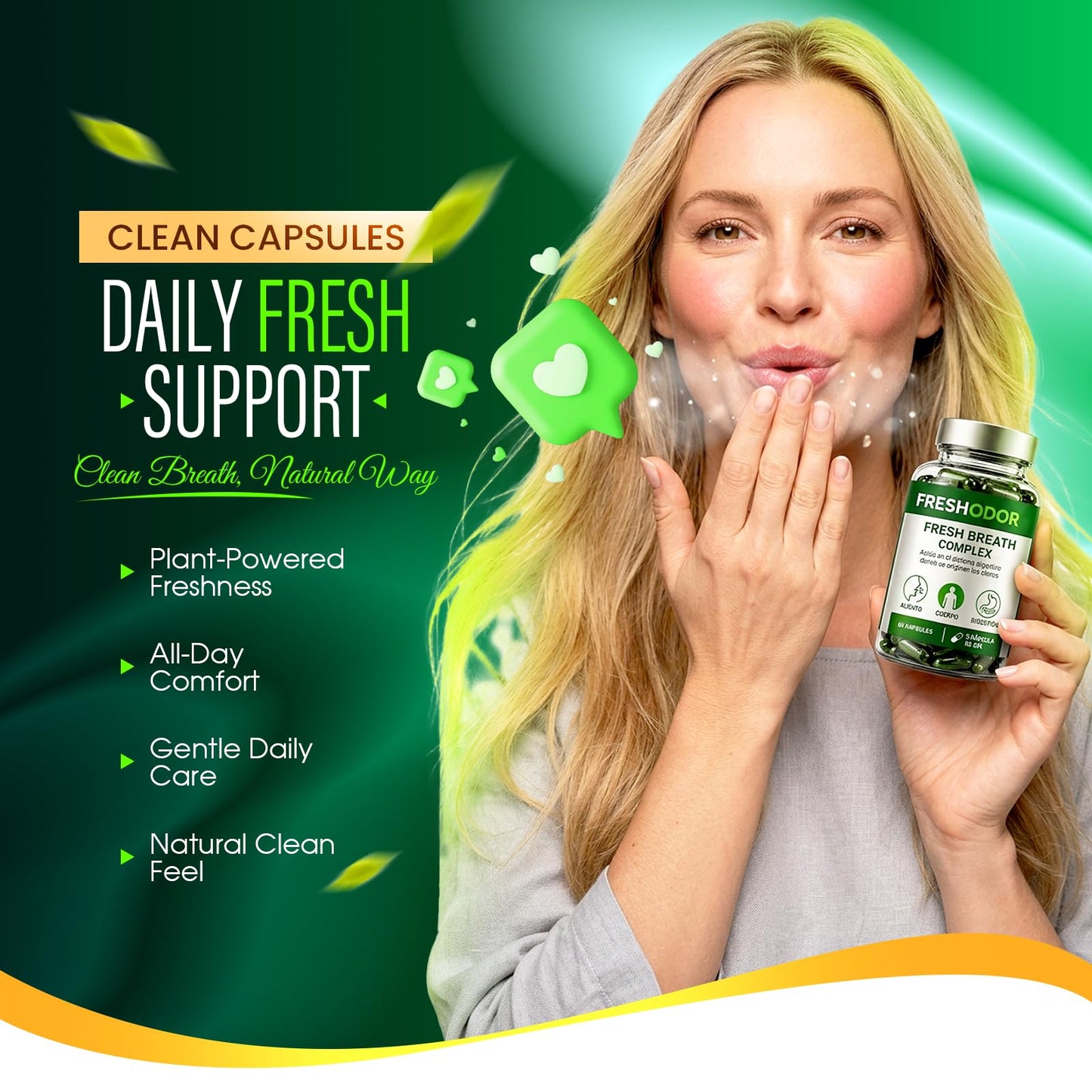 Ryurop Freshodor Fresh Breath Capsules with Chlorophyll, Peppermint & Parsley Blend – Supports Breath Freshness & Digestive Balance from Within, 60 Capsules