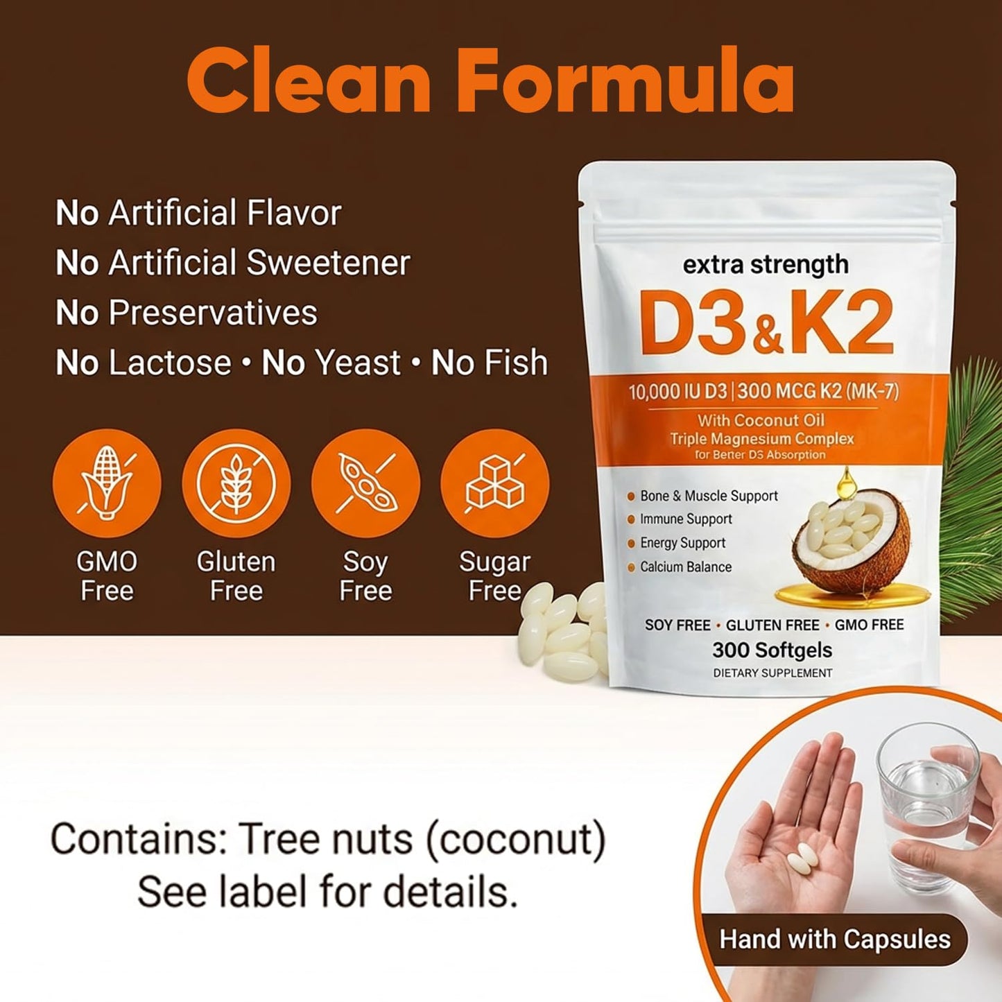 Megacephalus Vitamin D3 K2 Magnesium Complex Softgels 300 Count