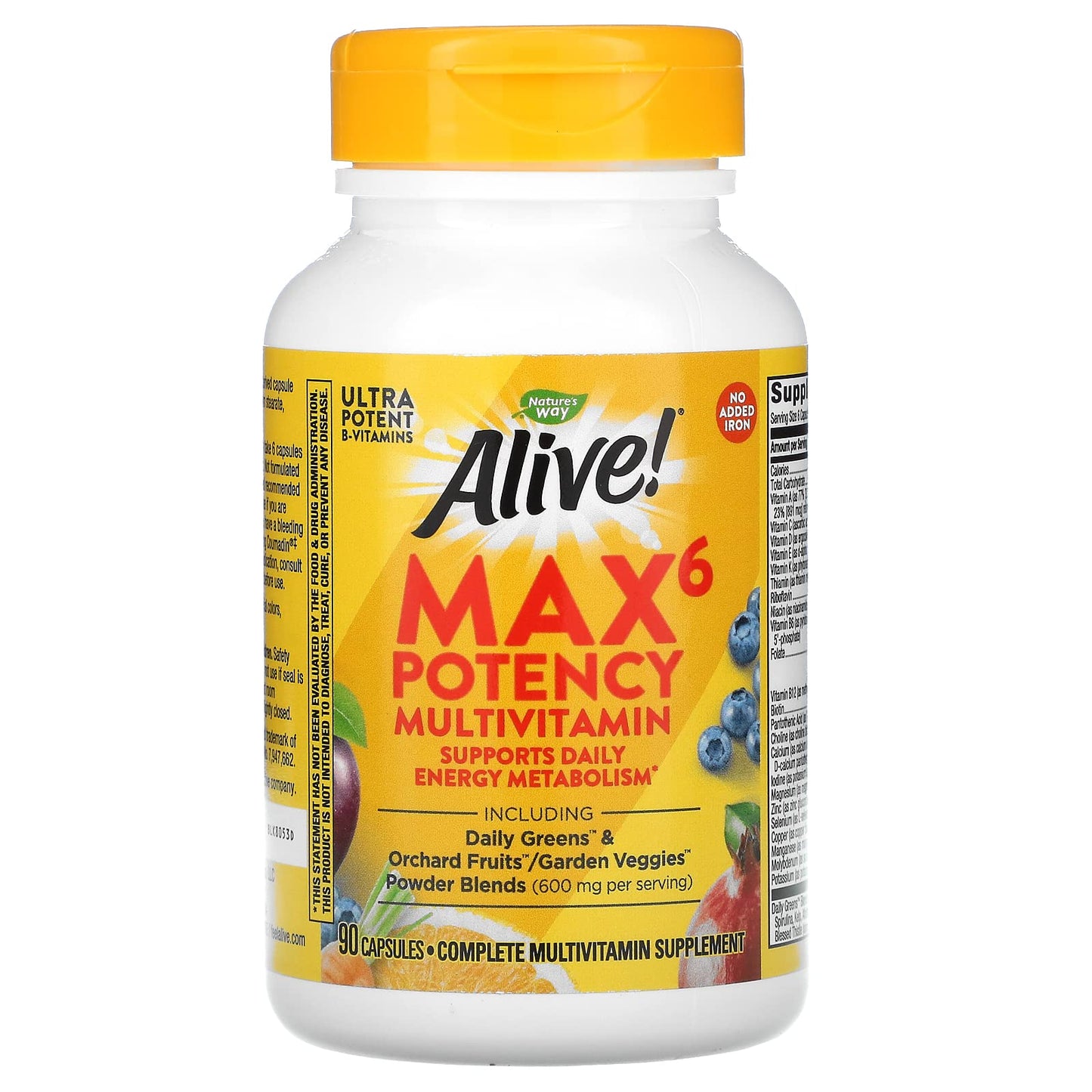Nature's Way Alive! Max6 Daily Multi-Vitamin, Max Potency, 90 Veg Caps