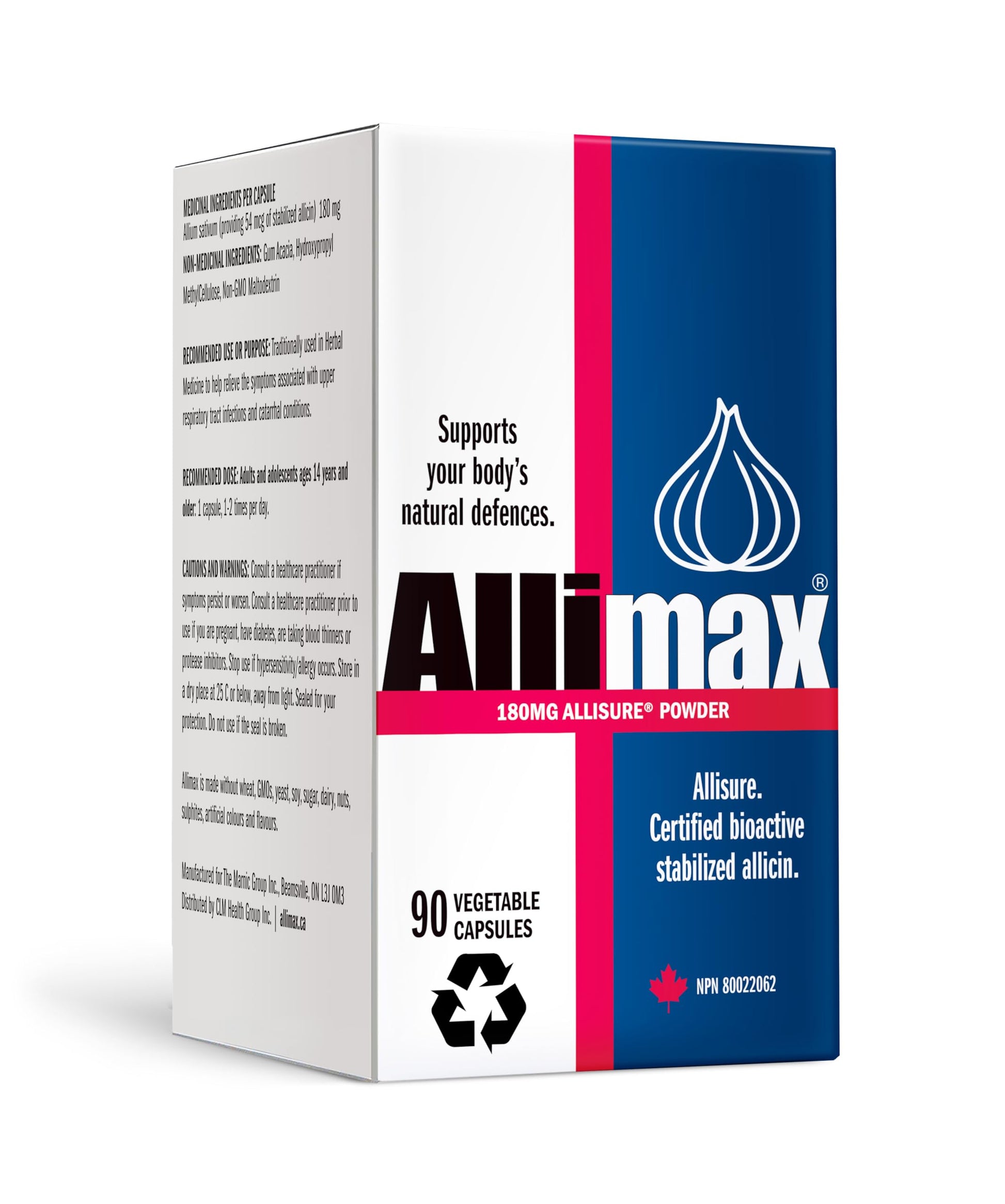 ALLIMAX 180mg Allicin Garlic Supplement, 90 Capsules