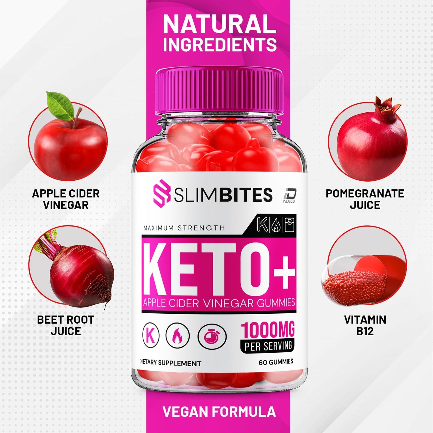 Indelo Slim Bites ACV 180 Gummies