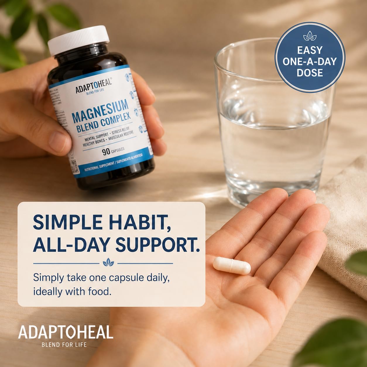 ADAPTOHEAL Magnesium Glycinate, Malate & Citrate Capsules, 90 Count