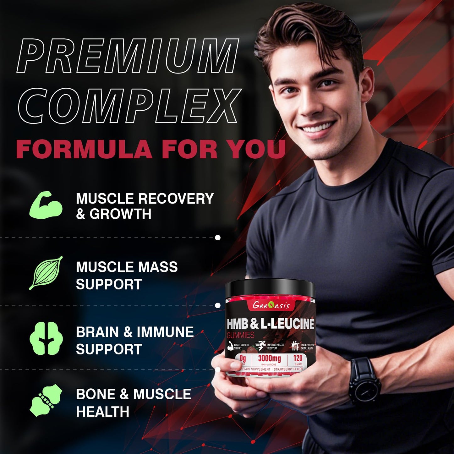Geeoasis HMB and L-Leucine Gummies 120 Count