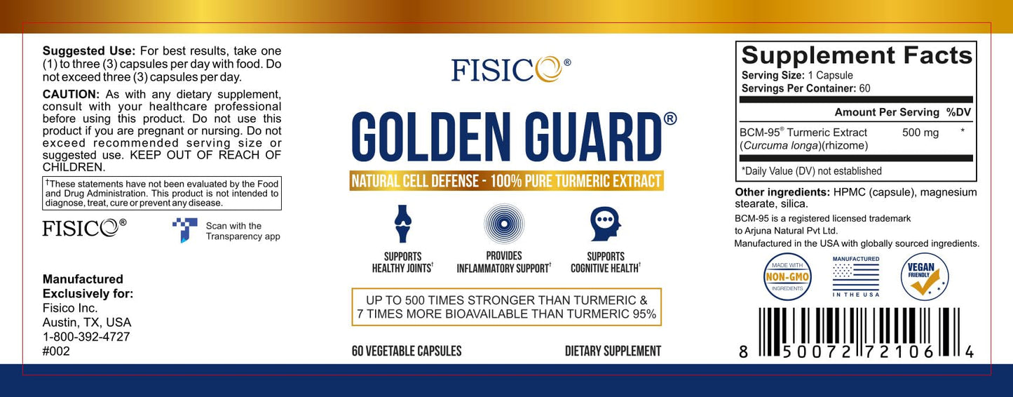 Golden Guard Fisico Turmeric Extract, 60 Capsules