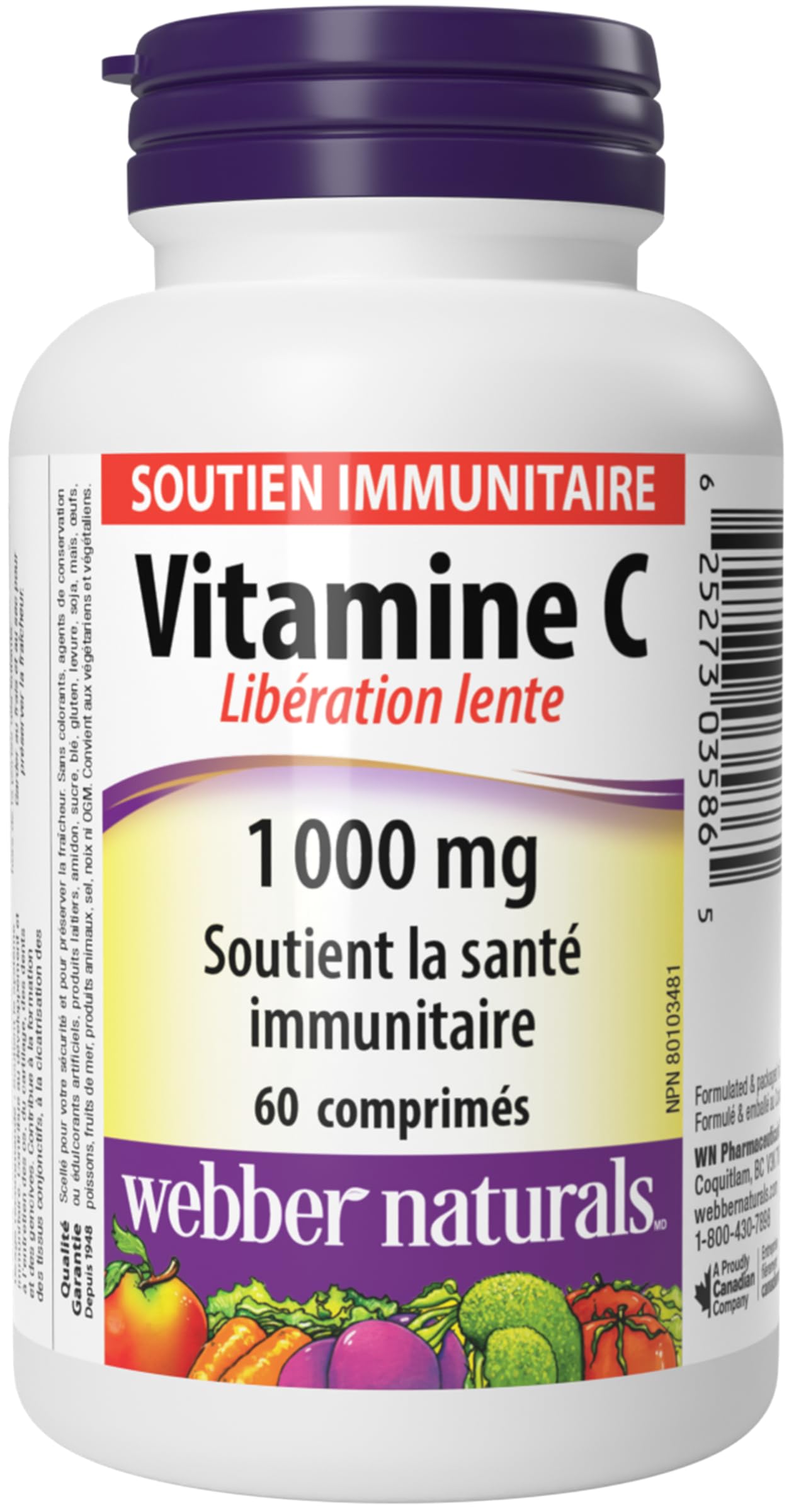 Webber Naturals Vitamin C Timed Release 1,000 mg Tablets, 60 Tablets