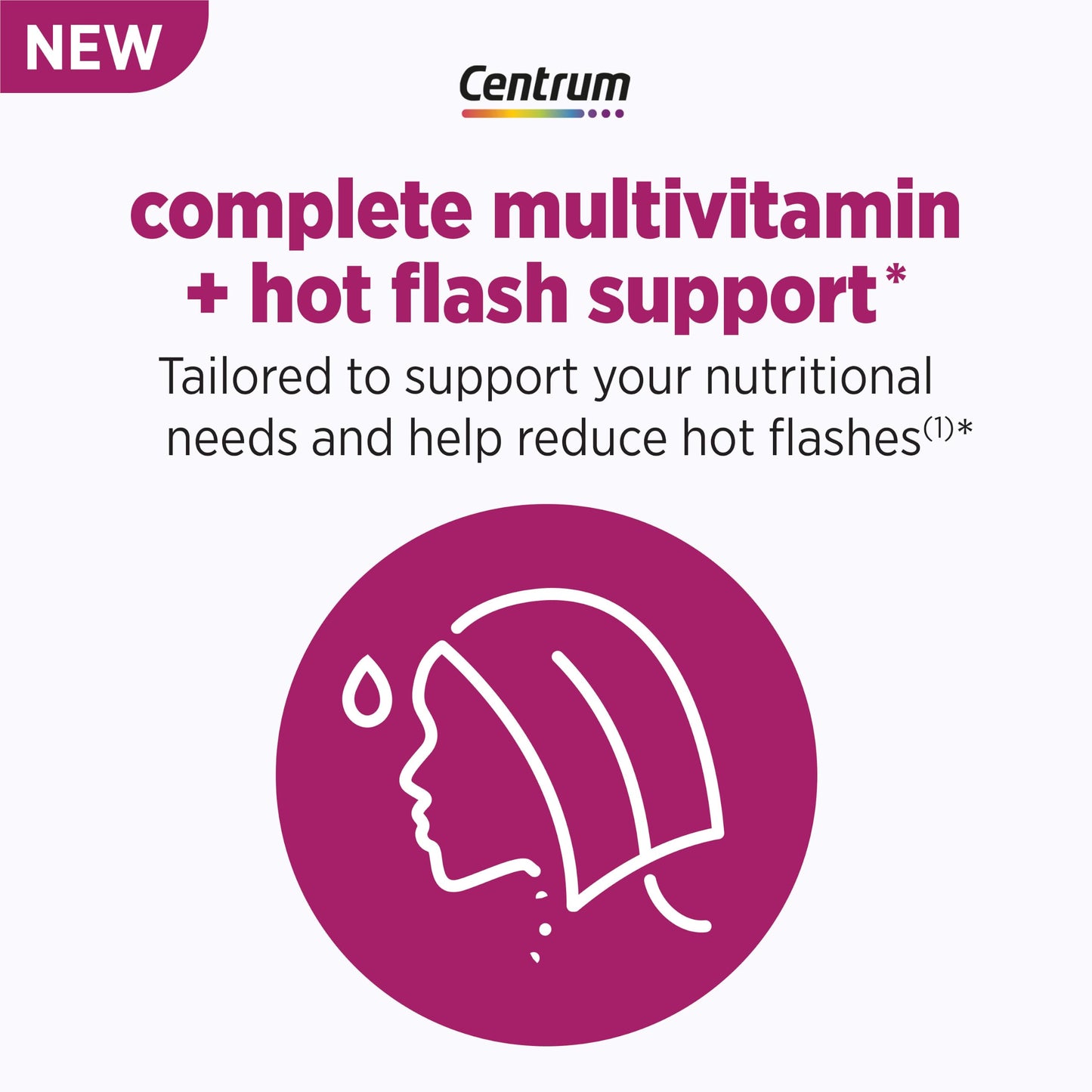 Centrum Complete Multivitamin Supplement + Hot Flash Support Menopause Support Tablets, with Clinically Studied geniVida, 30 Tablets