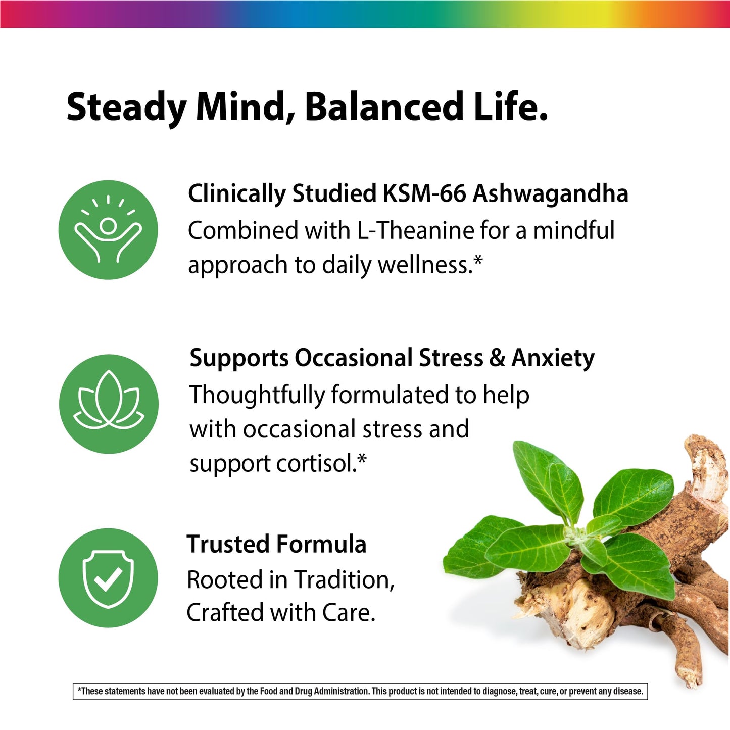 Rainbow Light Ashwagandha KSM-66 600 mg with L-Theanine Caplets, 60 Count