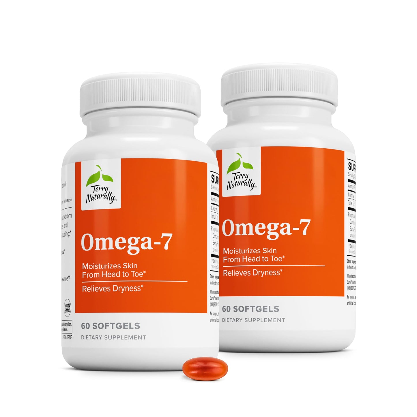 Terry Naturally Omega-7 Essential Fatty Acids for Skin Health with Sea Buckthorn Berry Pulp & Seed Oil Softgels, 120