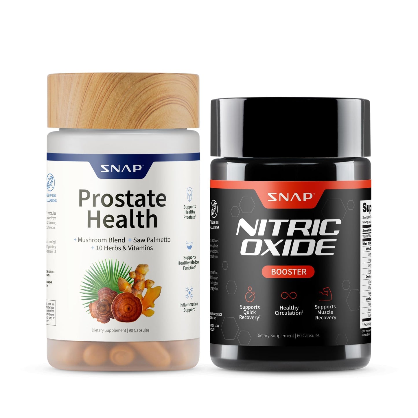 Snap Supplements Nitric Oxide Booster + Prostate Health for Men Capsules, 150 Count