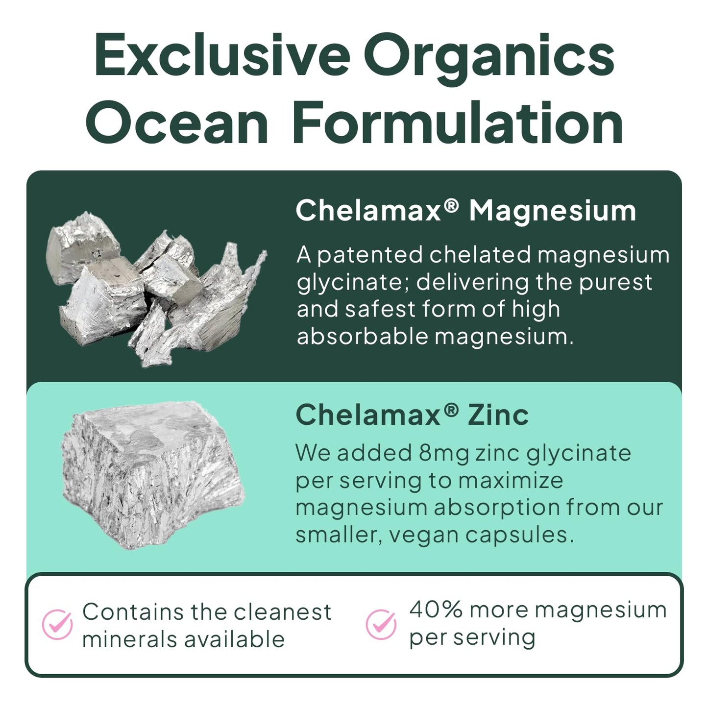 Organics Ocean Magnesium Glycinate with Zinc Capsules, 90 Capsules