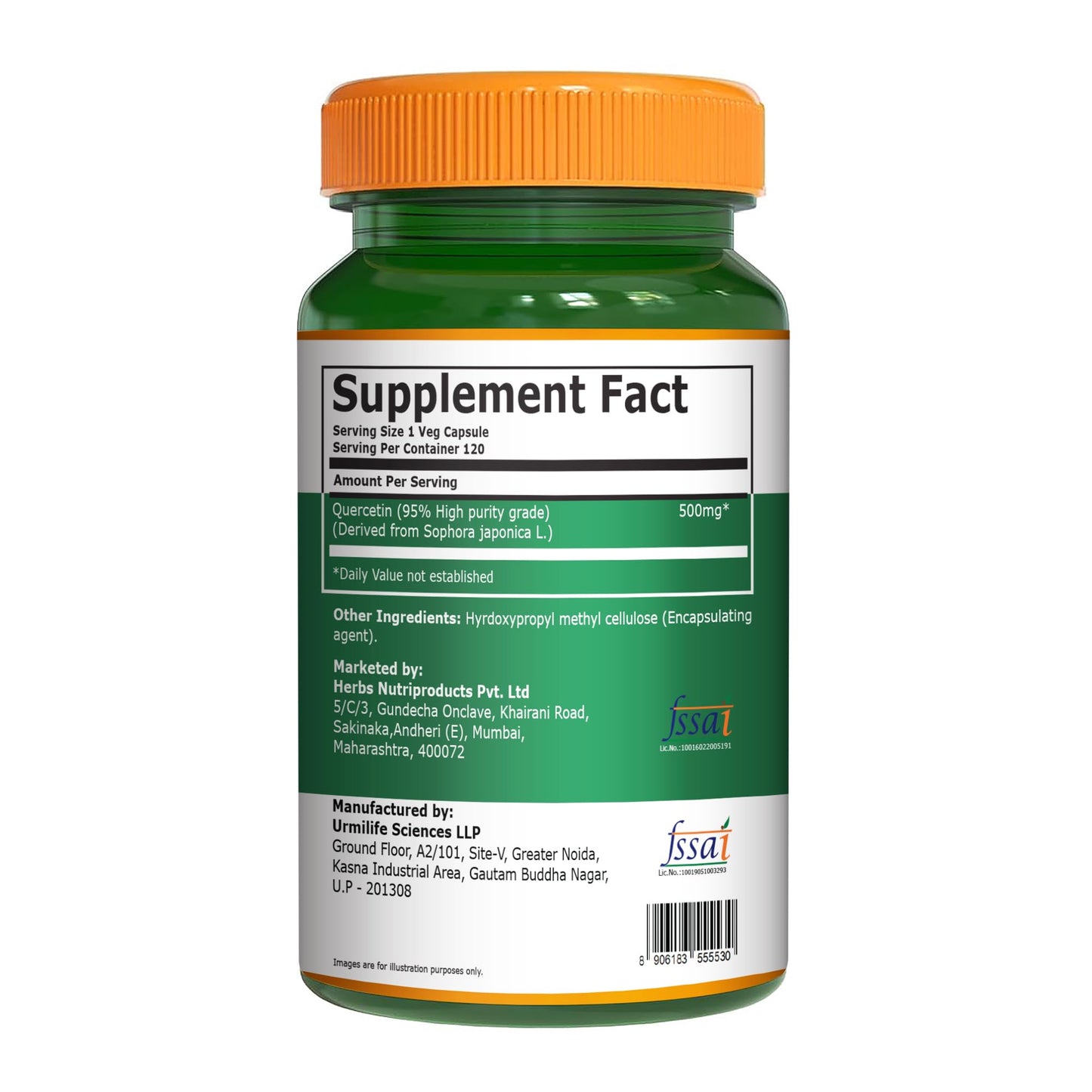 PURE NUTRITION NATURAL TREASURES Quercetin Supplement 500 mg Capsule, 120 Capsules