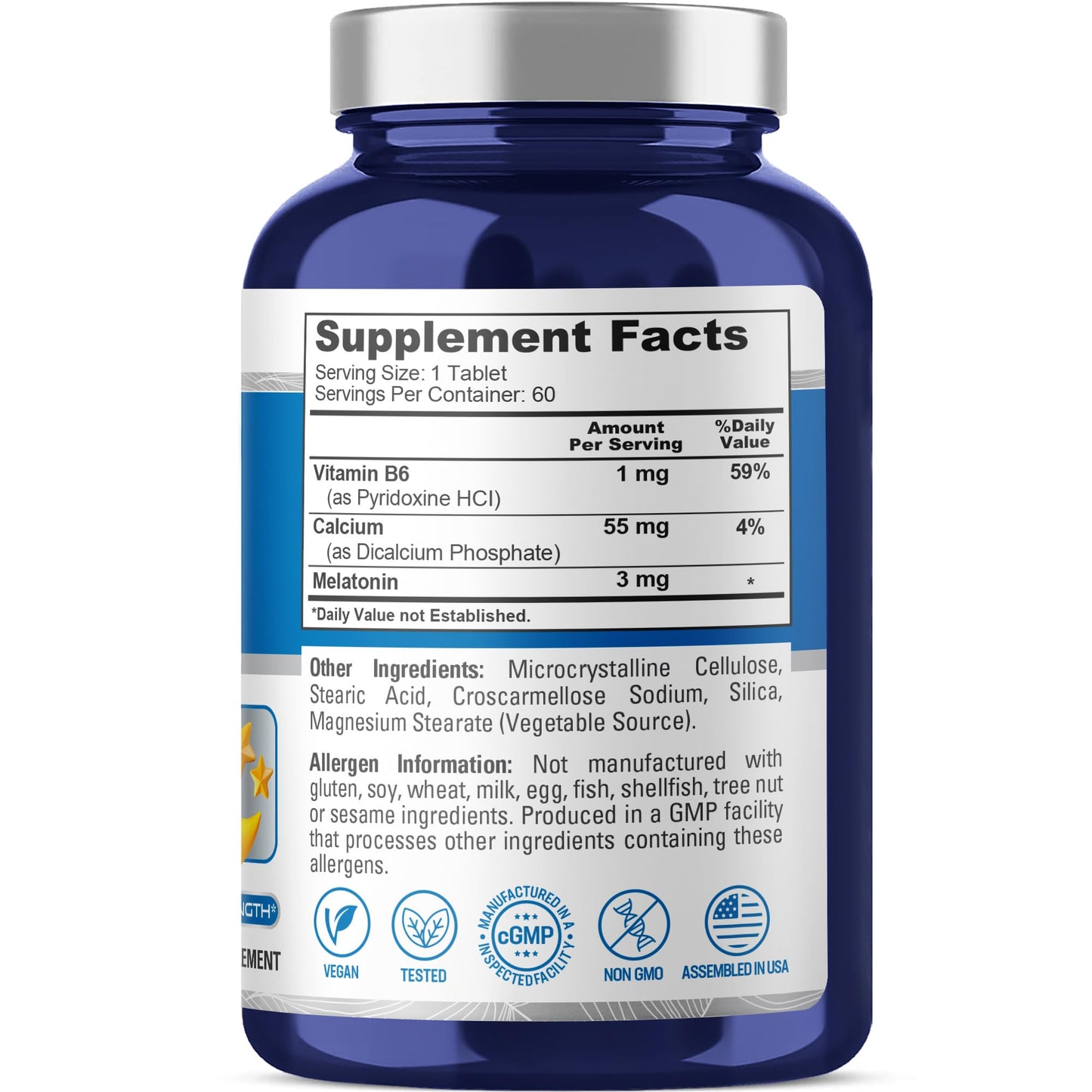 NusaPure Melatonin 3 mg Tablets 60 Count