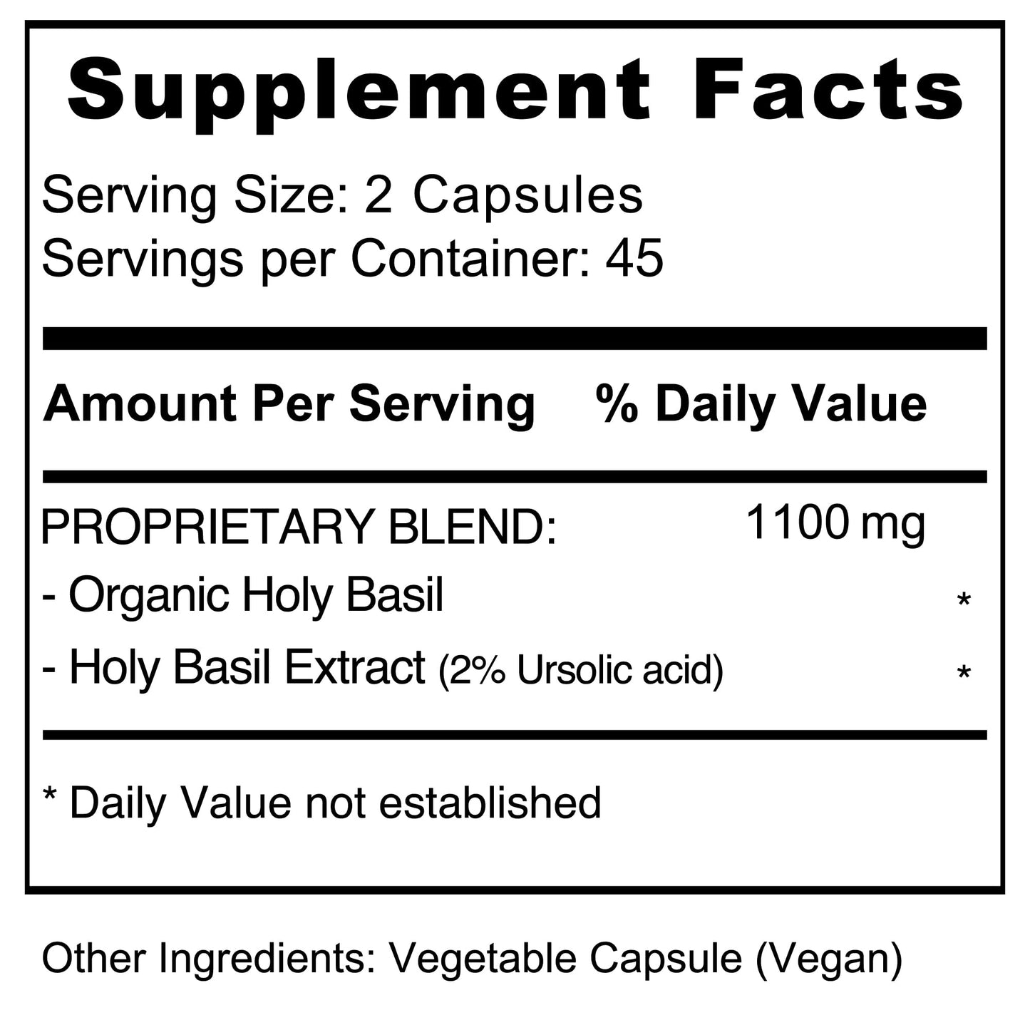 Jiva Botanicals Holy Basil 1100mg Capsules, 90 Count