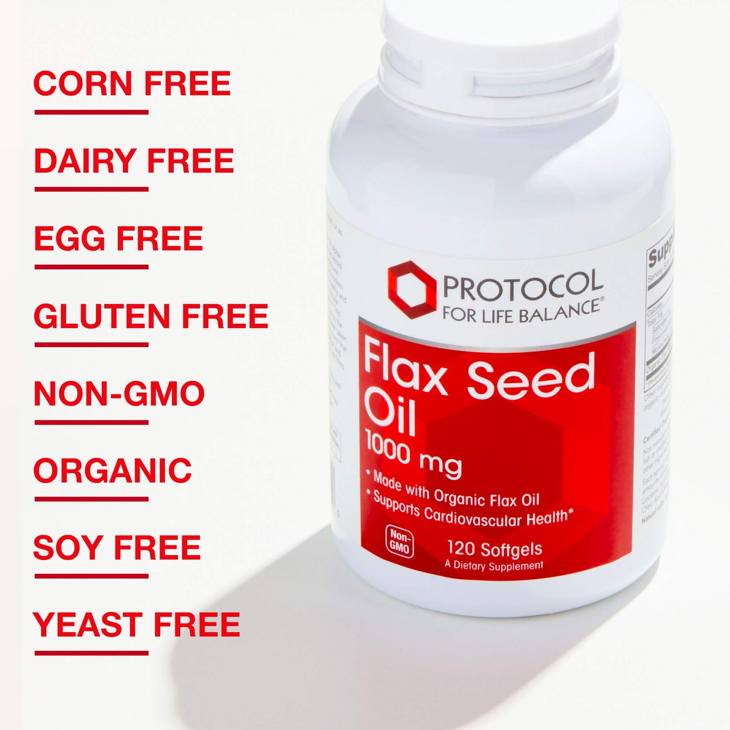 Protocol for Life Balance Flax Seed Oil 1000mg Organic Softgel, 120 Count
