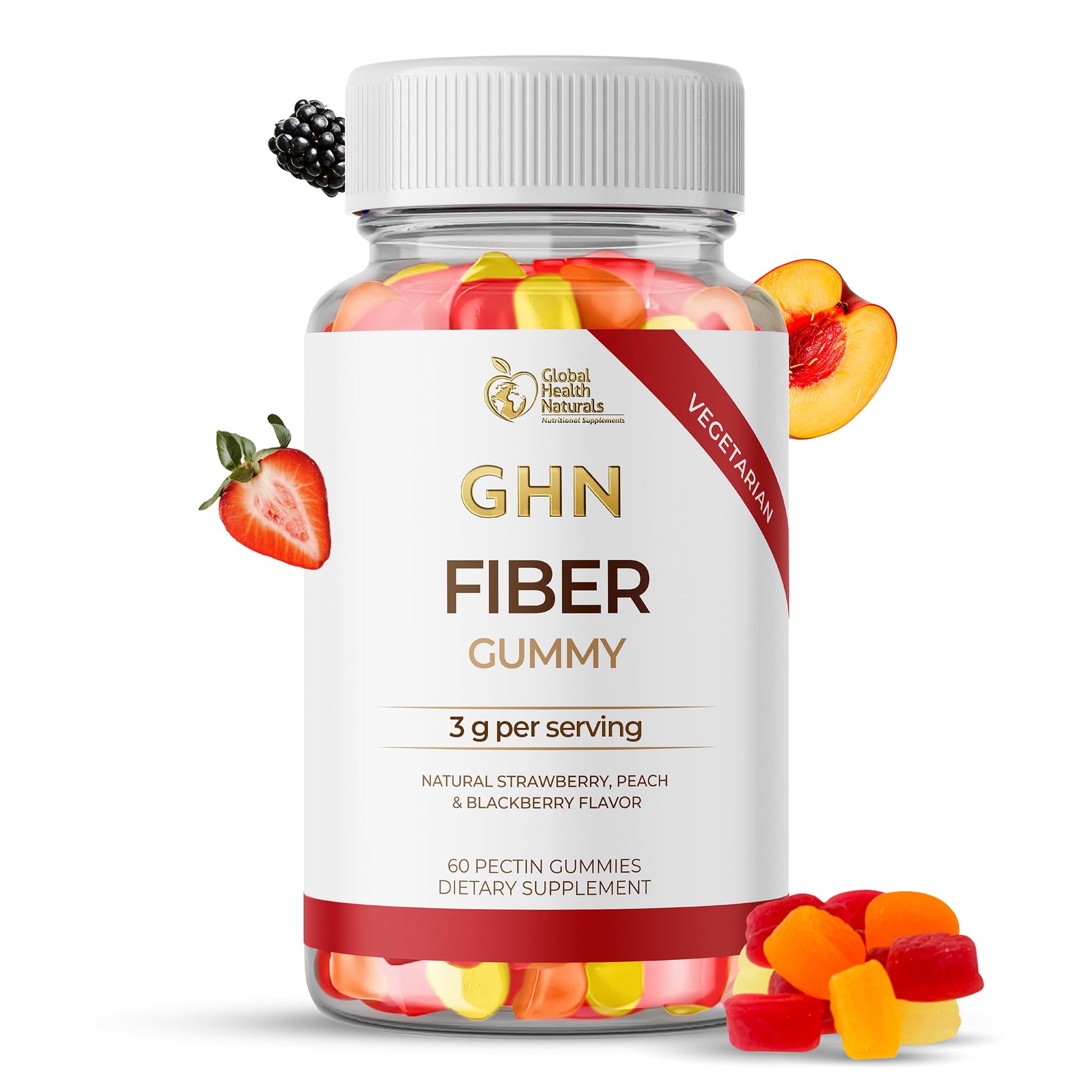 Global Health Naturals Nutritional Supplements Vegan Fiber Gummies Gummy, 60 Count