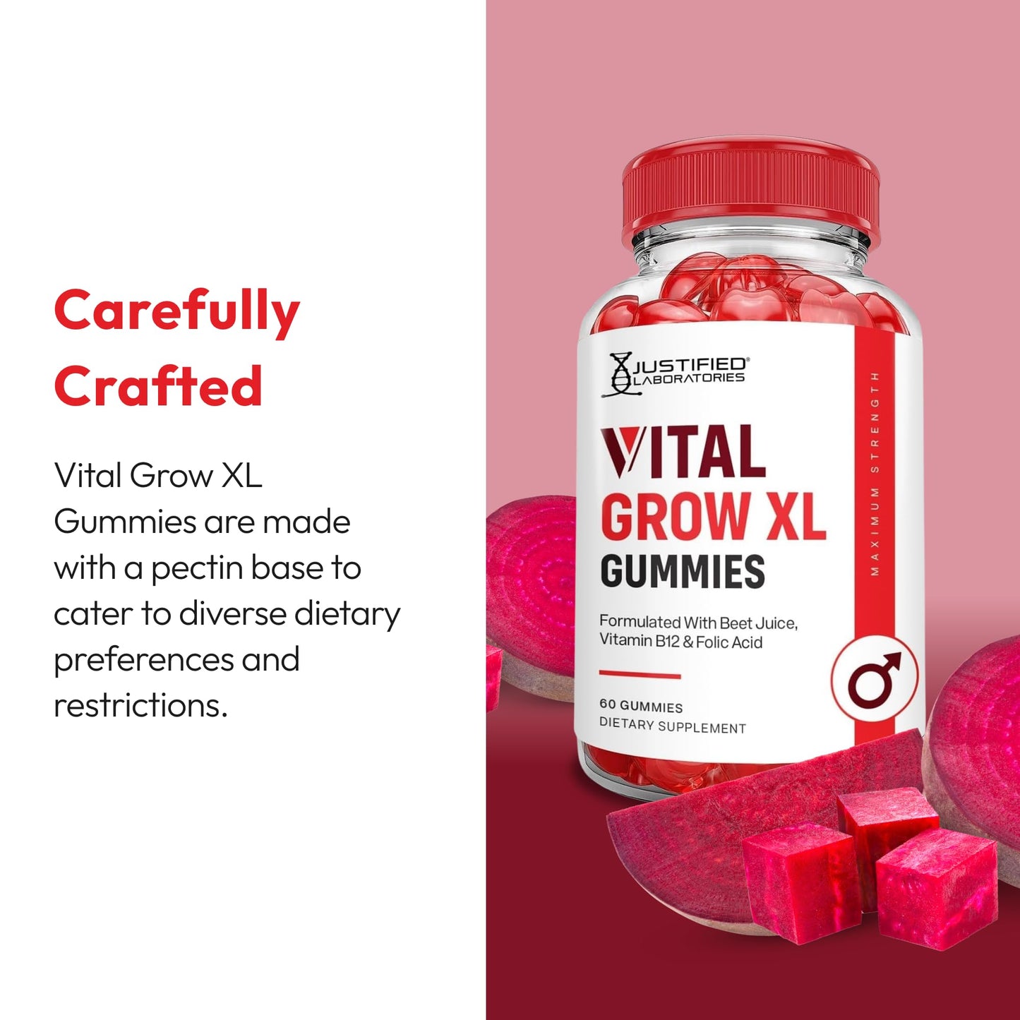 Justified Laboratories Vital Grow XL Gummies 180 Gummies