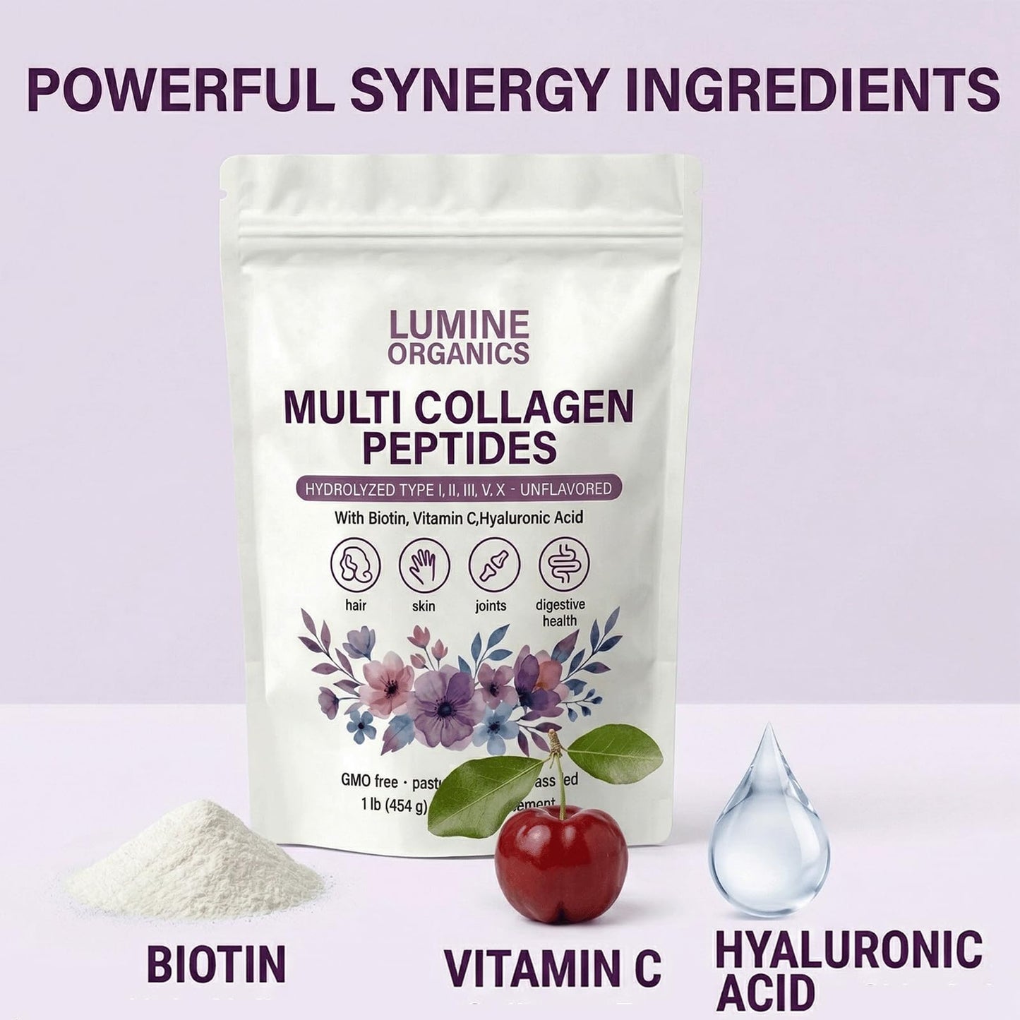 Lumine Organic Collagen Peptides Powder, 1 oz