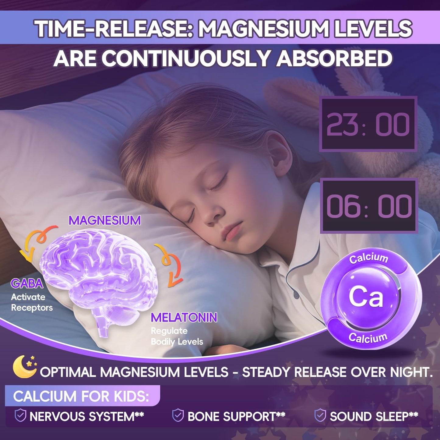 Crasye Magnesium Glycinate + Calcium Gummies for Kids, 60 Count