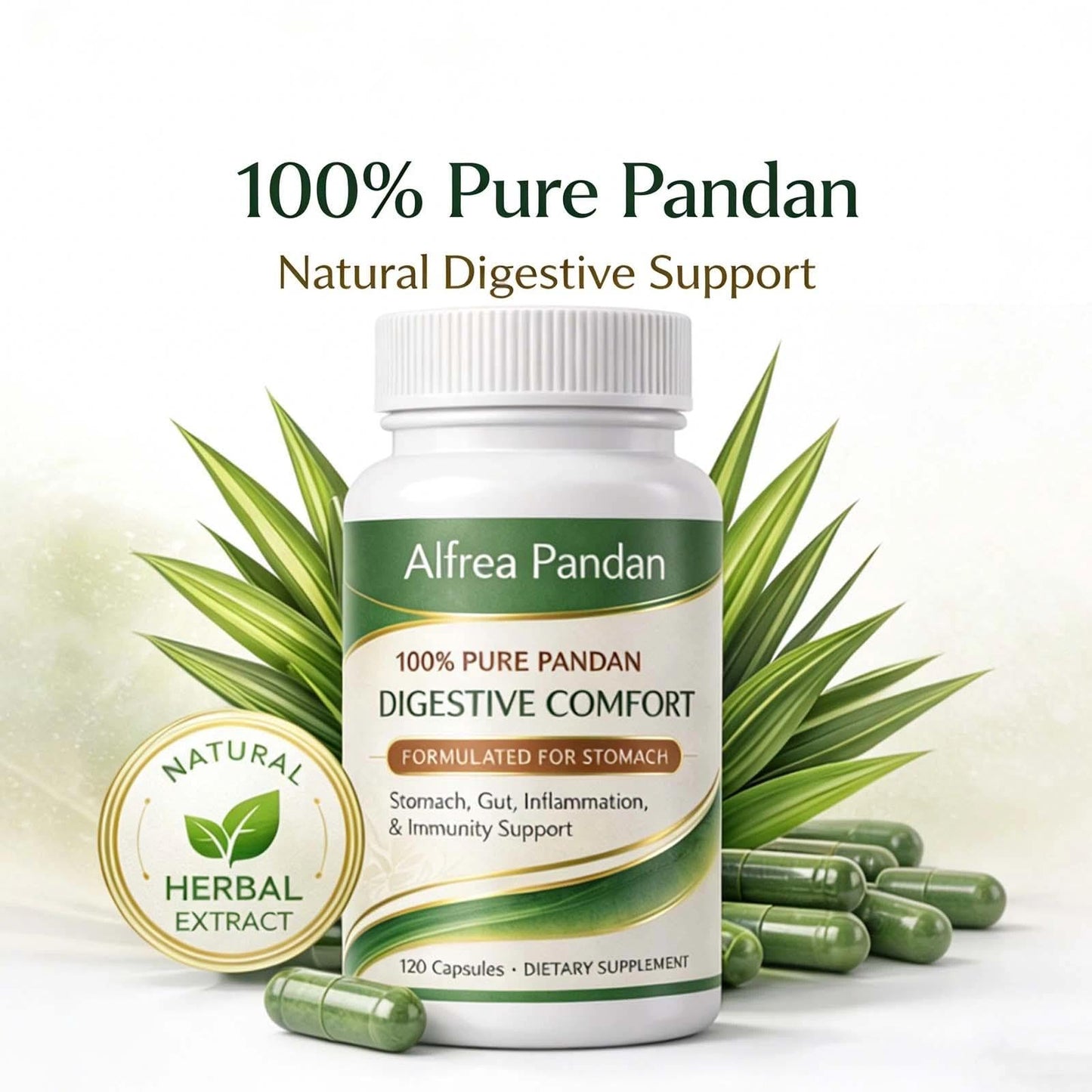 Oxloza Alfrea Pandan Digestive Comfort Supplement, 120 Capsules